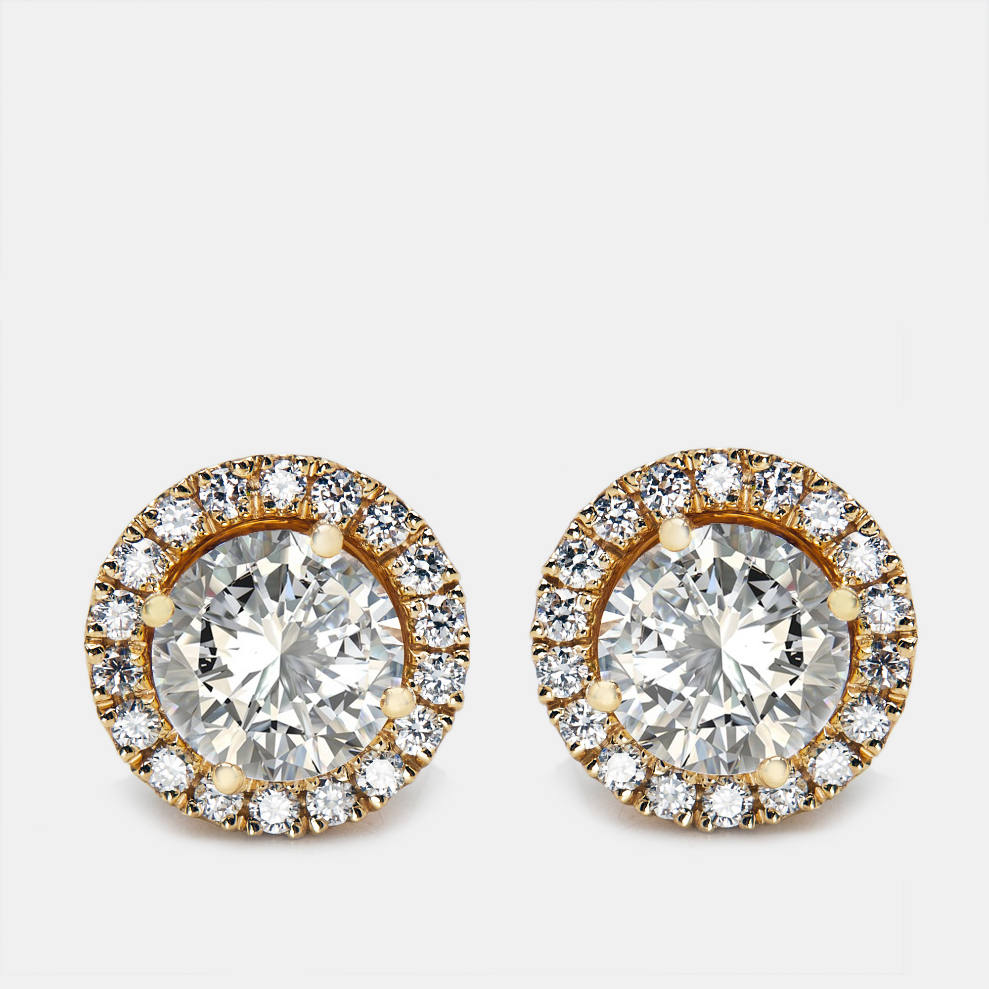 

2.3 cts Round Lab Grown Diamonds 18k Yellow Gold Earrings
