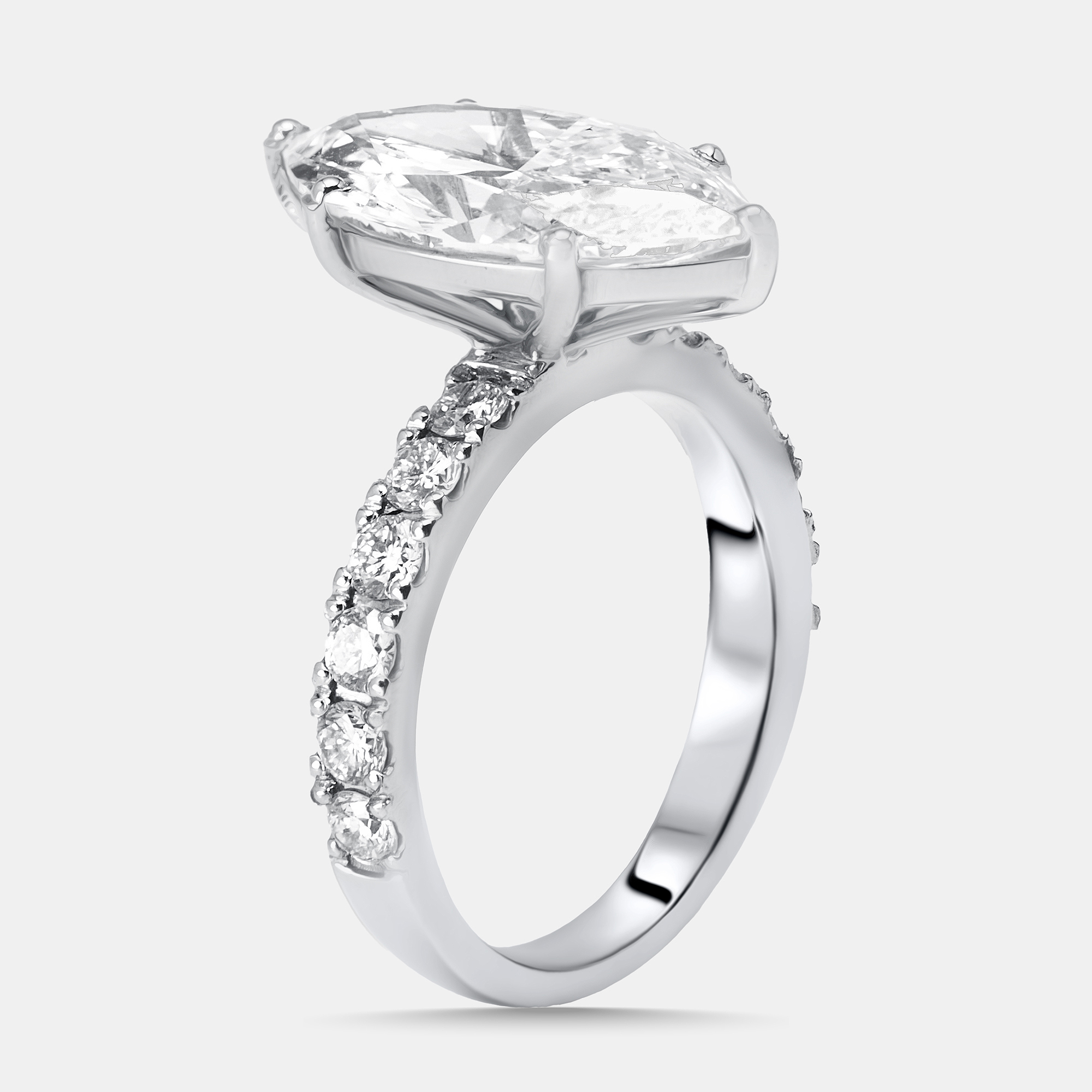 

5.85 cts Marquise Lab Grown Diamond 18K White Gold Ring Size