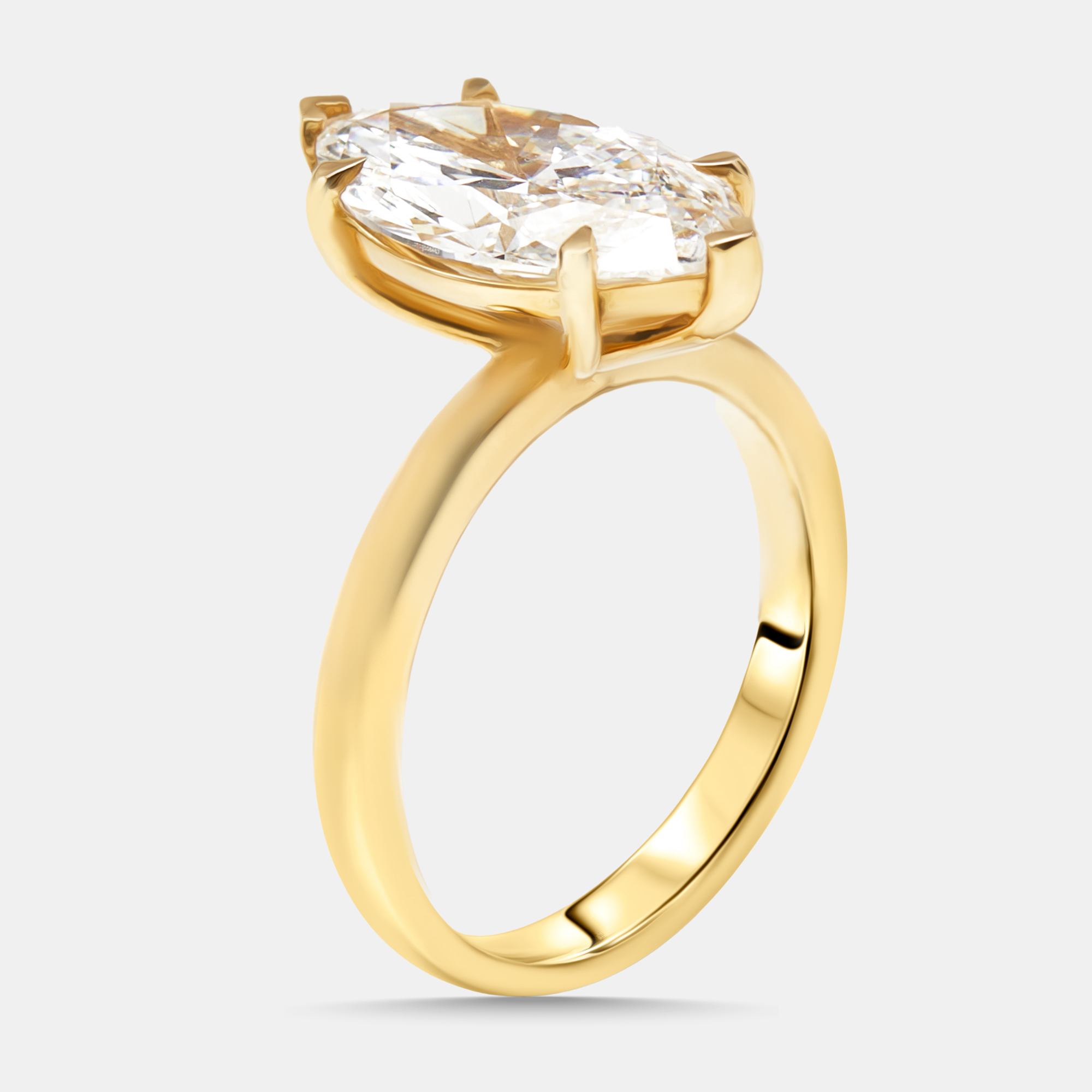 

3.52 cts Marquise Lab Grown Diamond 18K Yellow Gold Ring Size