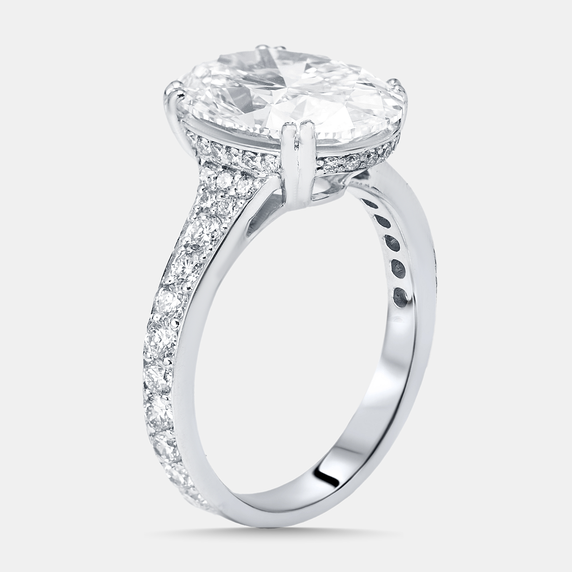 

6.04 cts Oval Lab Grown Diamond 18K White Gold Ring Size