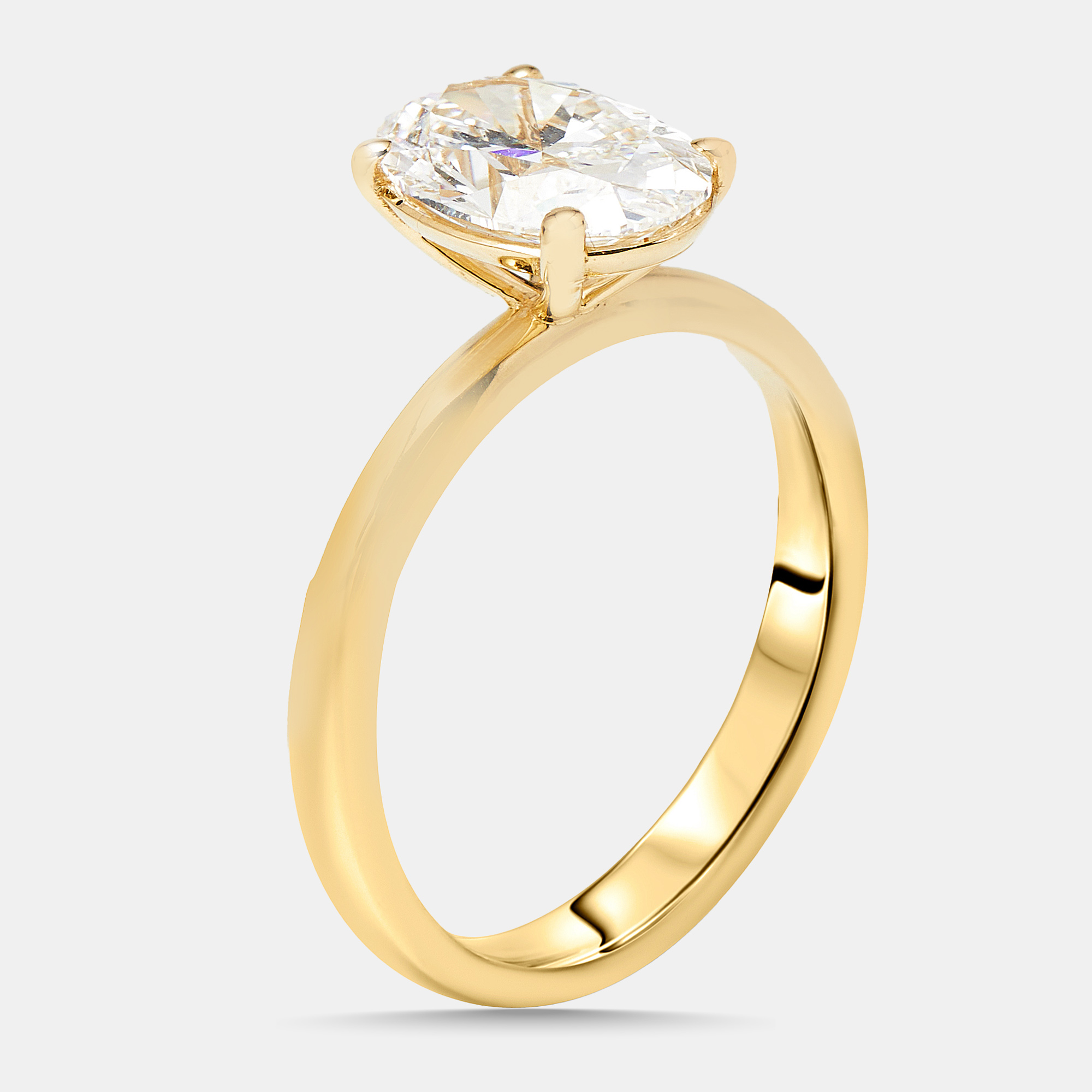 

2.00 cts Oval Lab Grown Diamond 18K Yellow Gold Ring Size