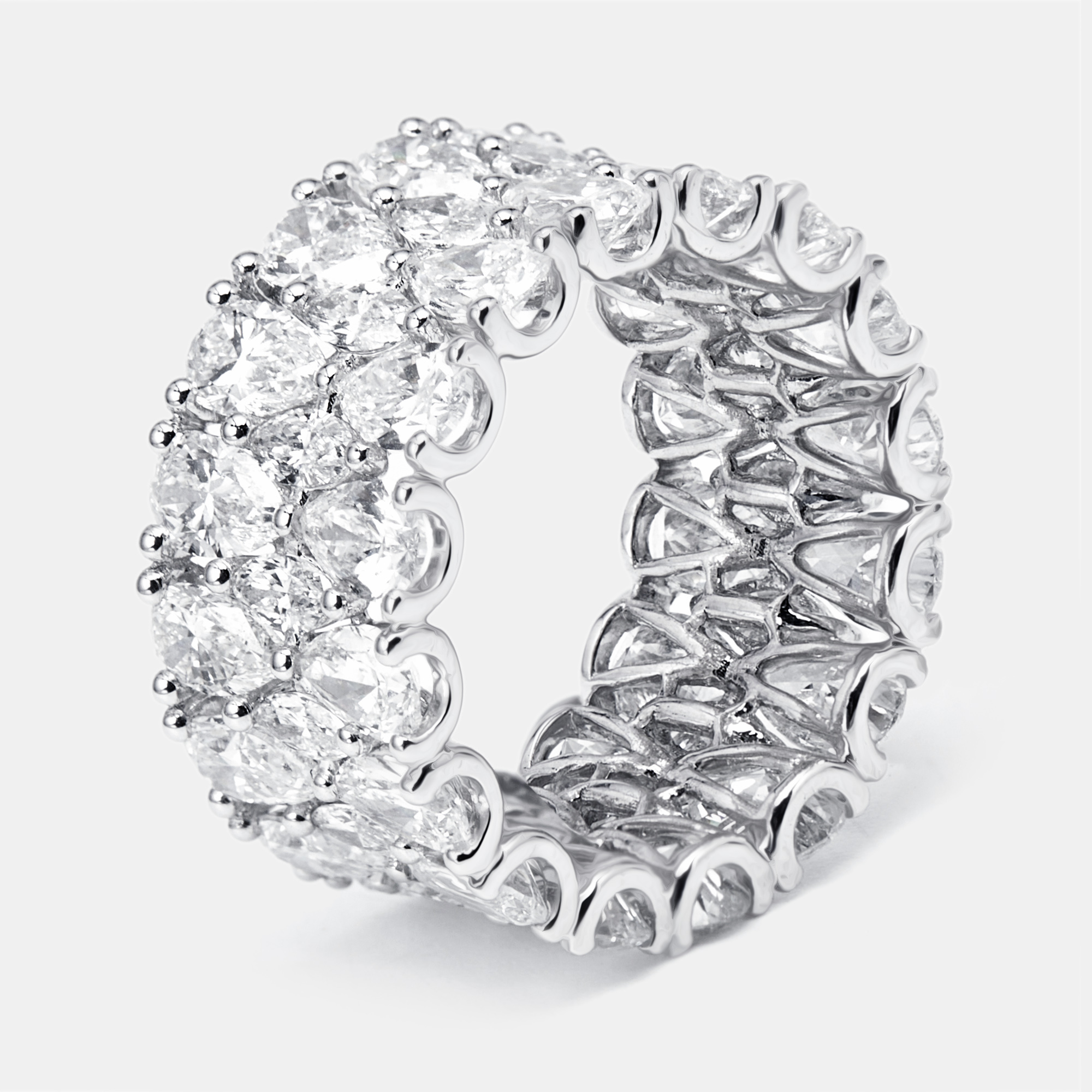 

9.5 cts Pear, Marquise Lab Grown Diamonds 18k White Gold Ring Size