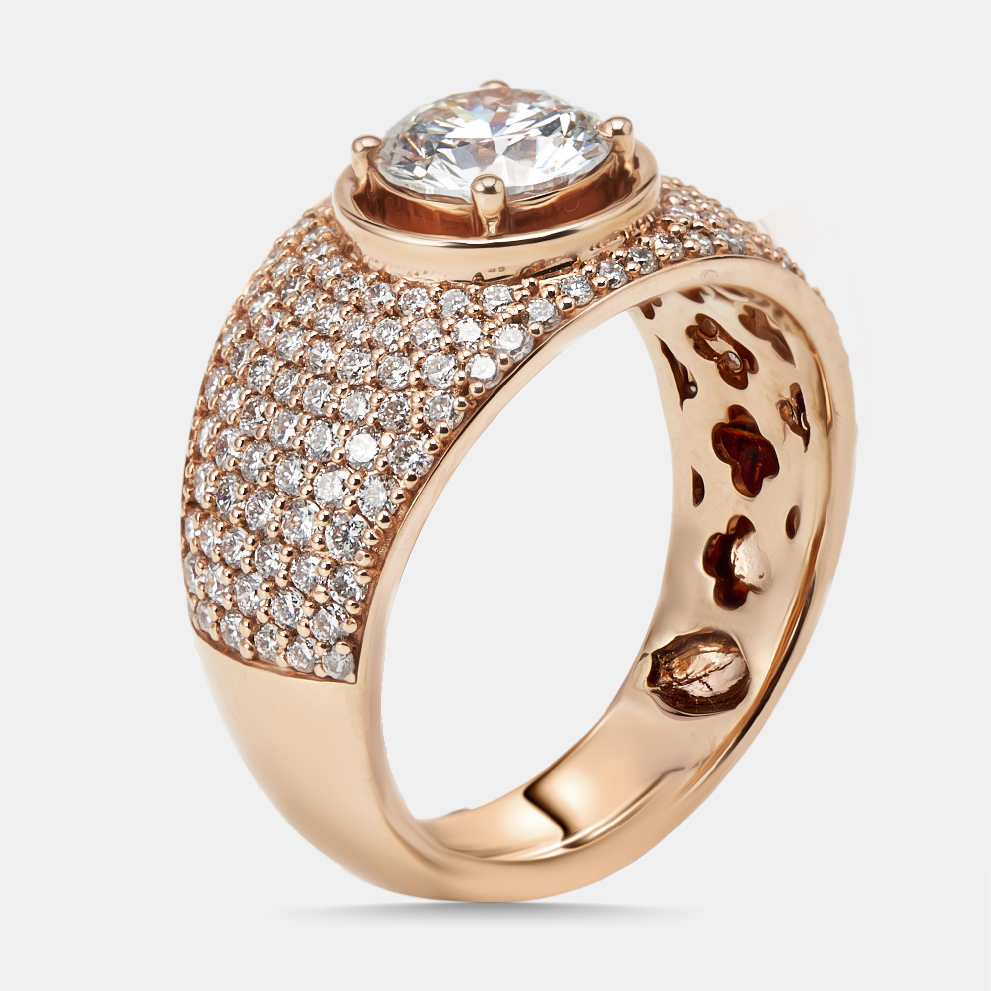 

2 cts Round Lab Grown Diamonds 18k Rose Gold Ring Size