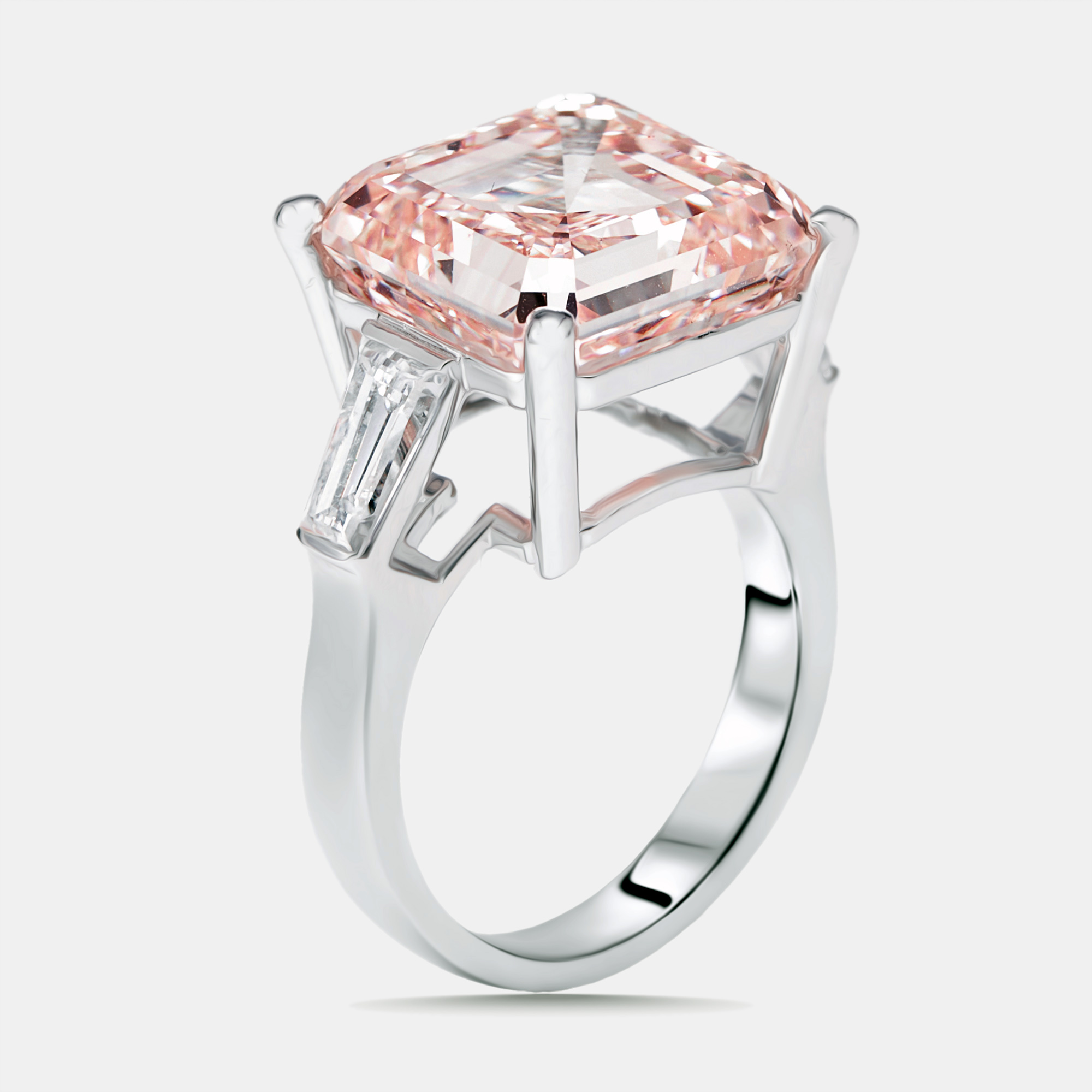 

13 cts Asscher, Trapezoid Lab Grown Diamonds 18k White Gold Ring Size