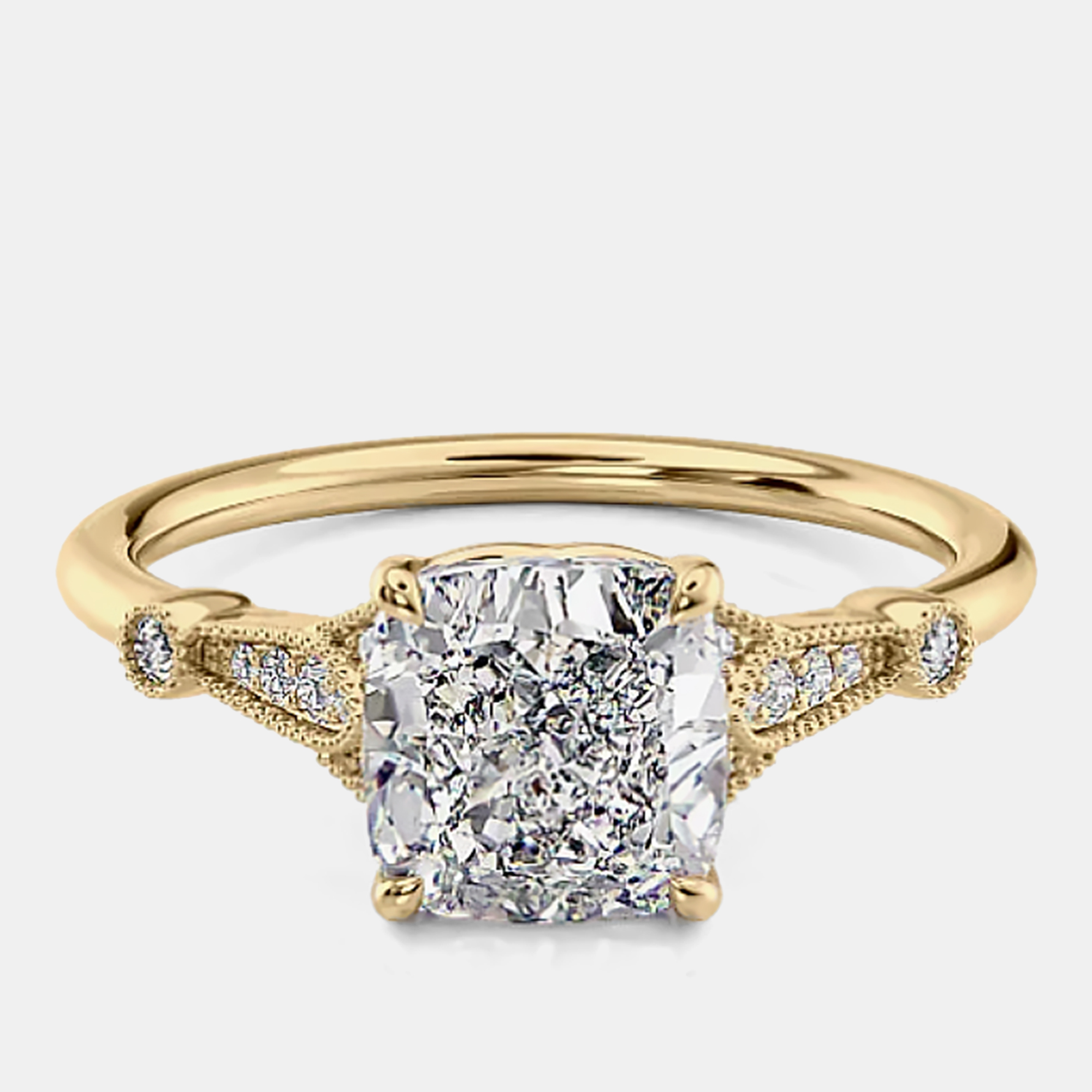 

1.70 cts Cushion Lab Grown Diamond 14k Yellow Gold Wedding Ring Size