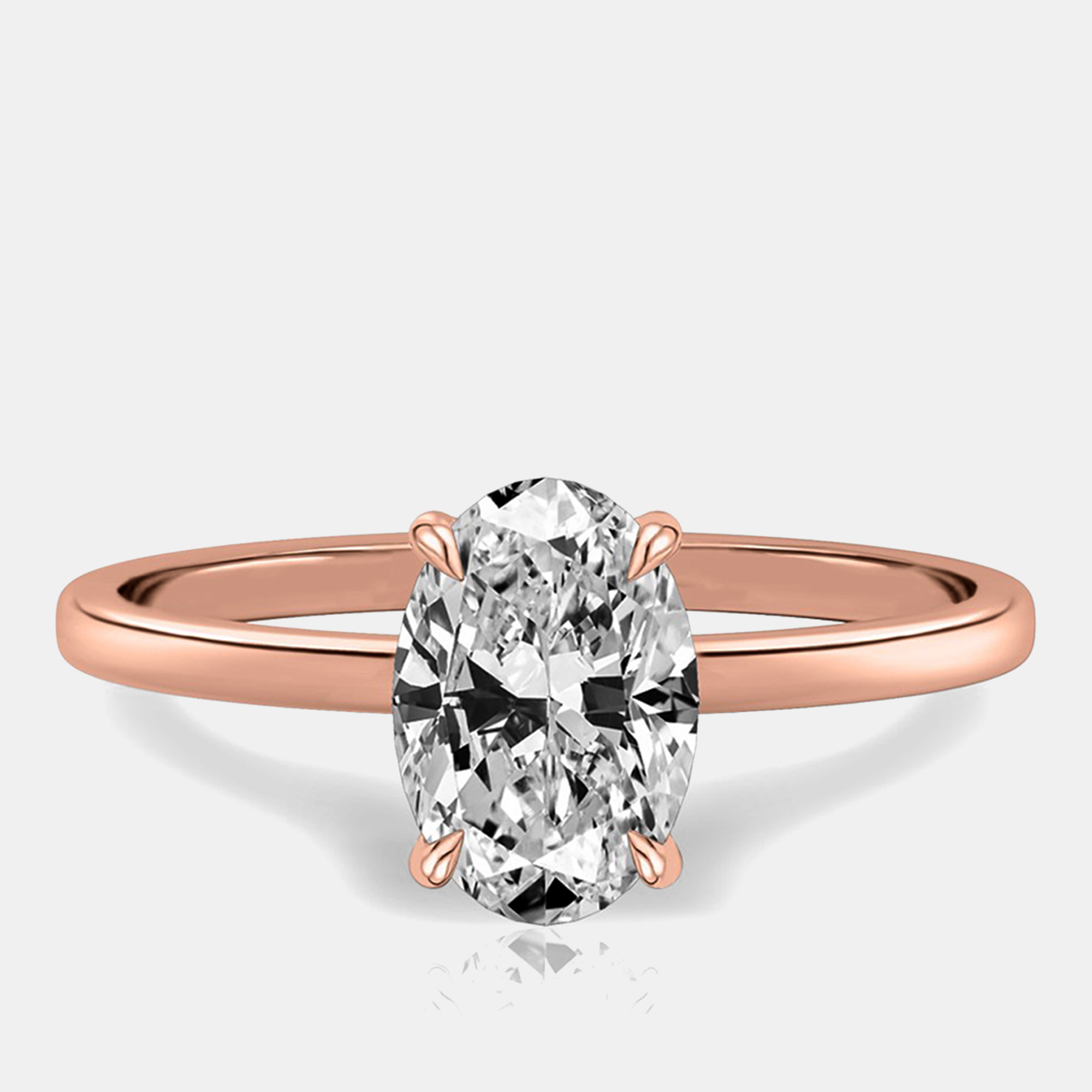 

2.3 cts Oval Cut Lab Grown Diamond 18k Rose Gold Ring Size 7