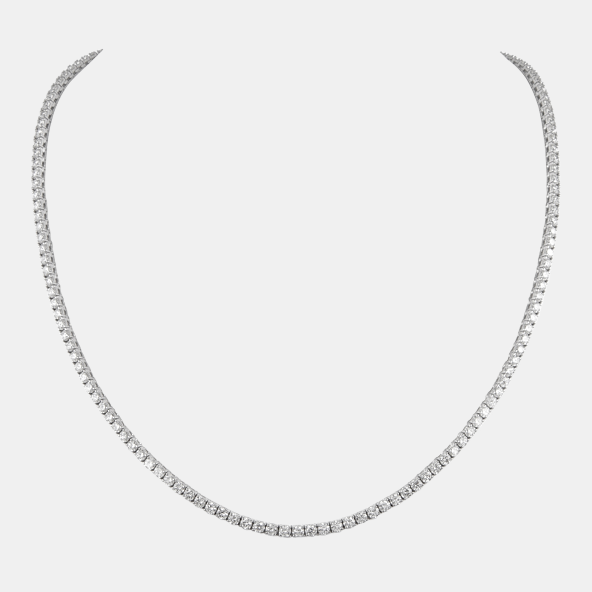 Pre-owned The Diamond Edit 18k White Gold Diamond 0.10 Ct. (each) Tennis Necklace