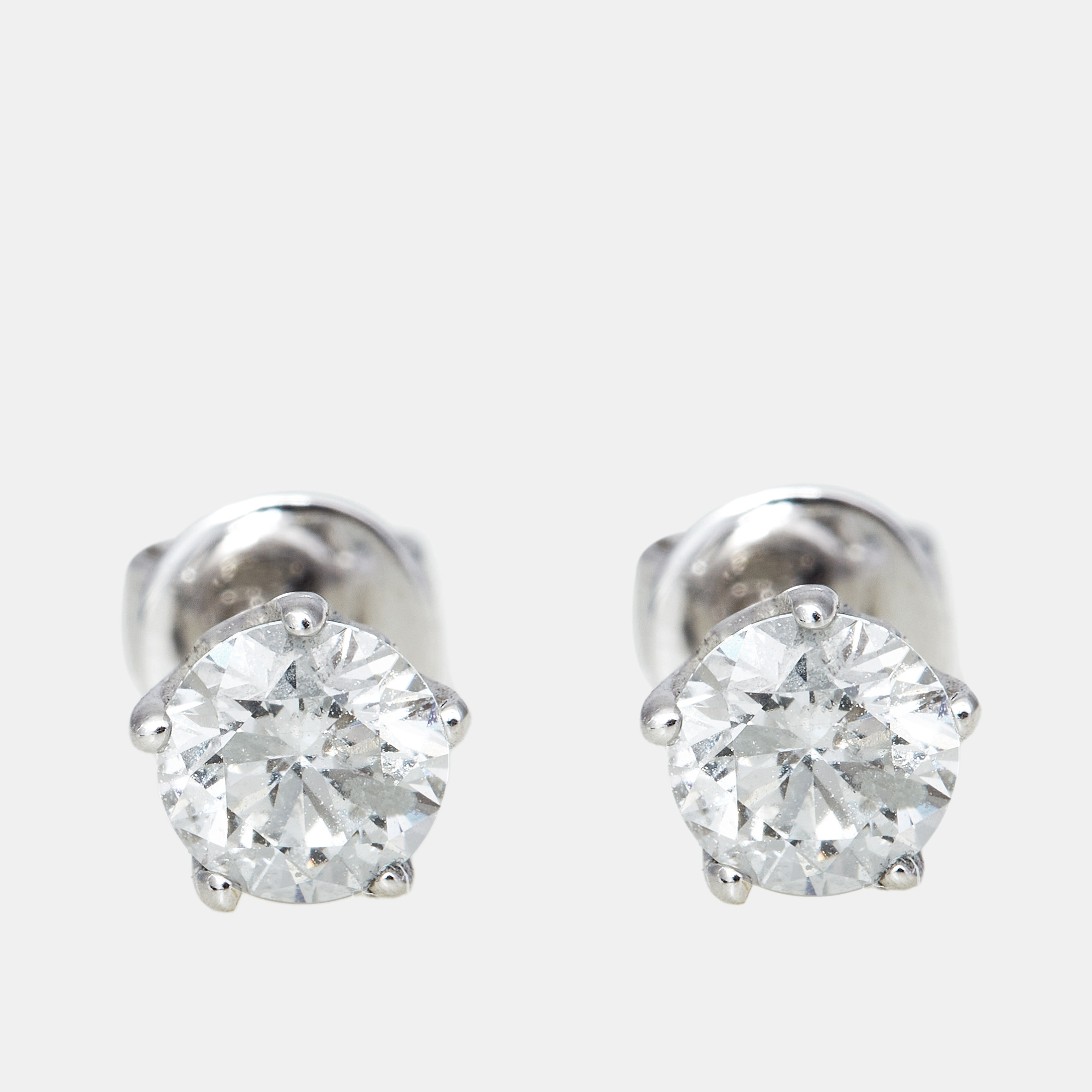 Pre-owned The Diamond Edit 18k White Gold 0.9 Ct Diamond Earrings