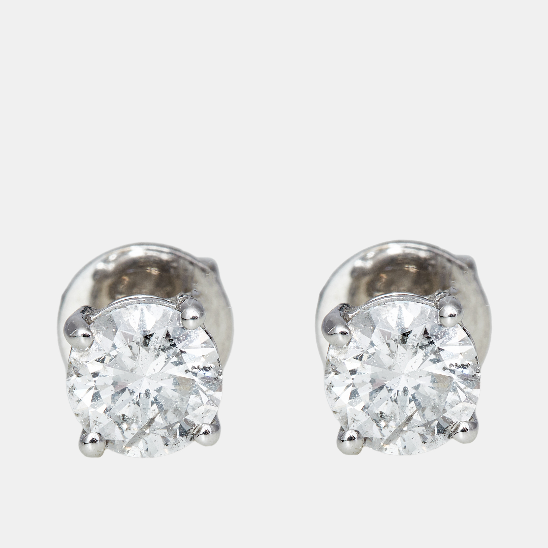 Pre-owned The Diamond Edit 18k White Gold 1 Ct Diamond Earrings