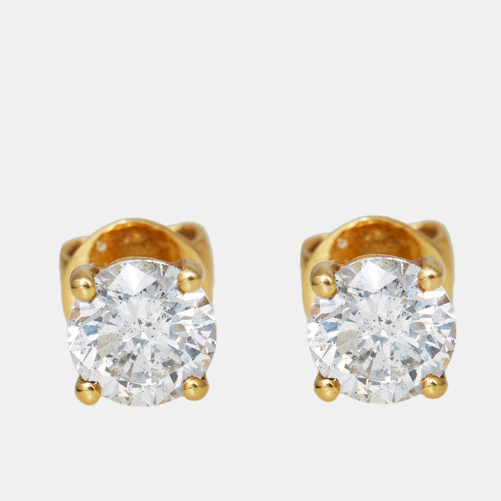 Pre-owned The Diamond Edit 18k Yellow Gold 1.01 Ct Diamond Earrings