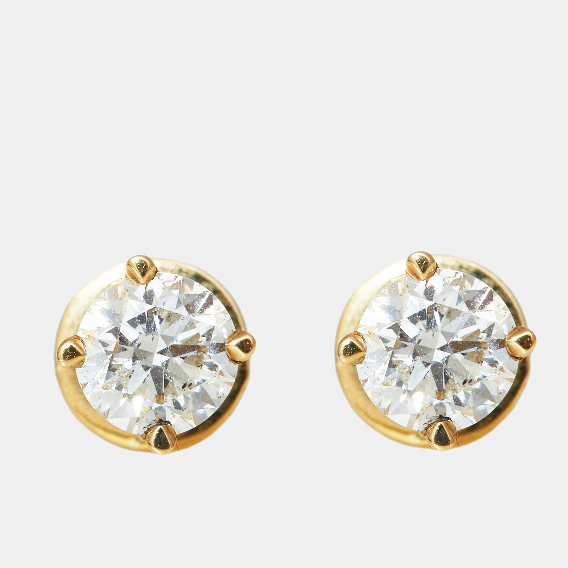 Pre-owned The Diamond Edit 18k Yellow Gold 1.42 Ct Diamond Earrings