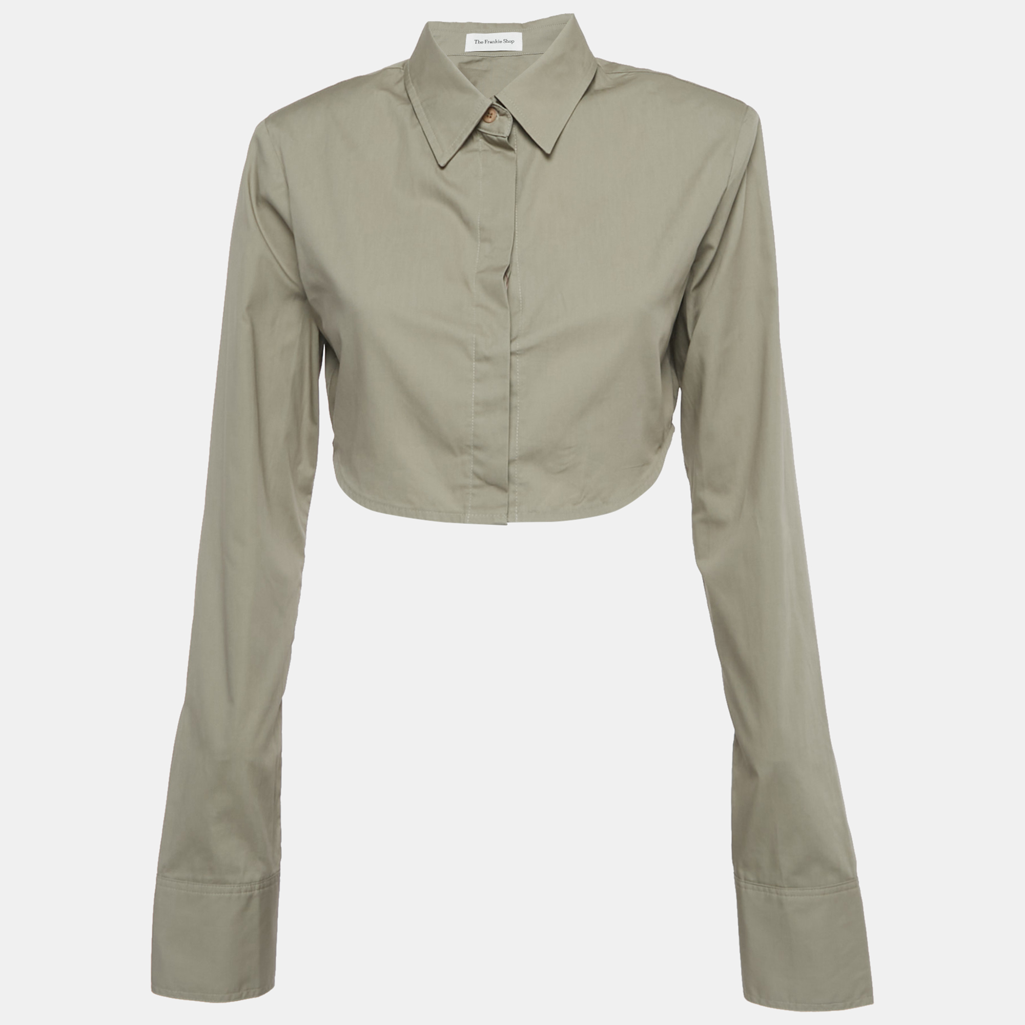 

The Frankie Shop Olive Green Cotton Uma Crop Top S