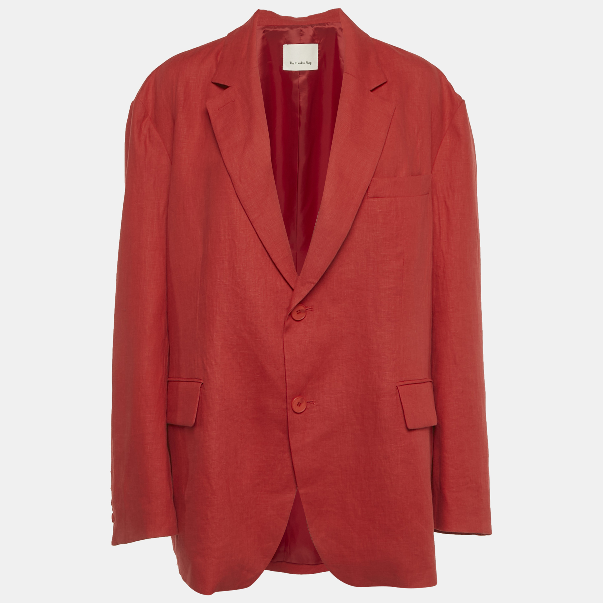Pre-owned The Frankie Shop Red Linen Single Breasted Blazer S