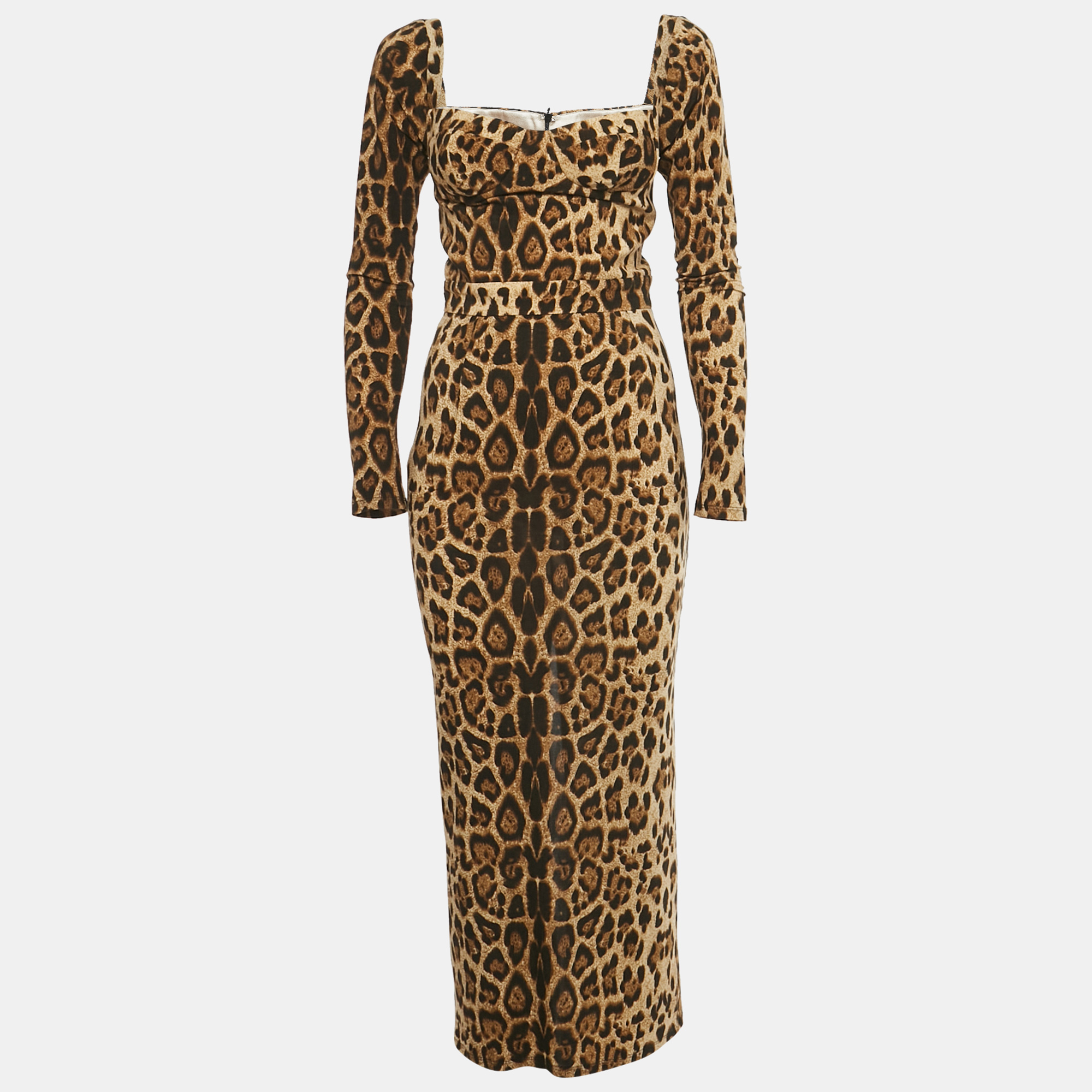 Pre-owned The New Arrivals By Ilkyaz Ozel The New Arrivals Ilkyaz Ozel Brown Leopard Print Jersey Midi Dress S