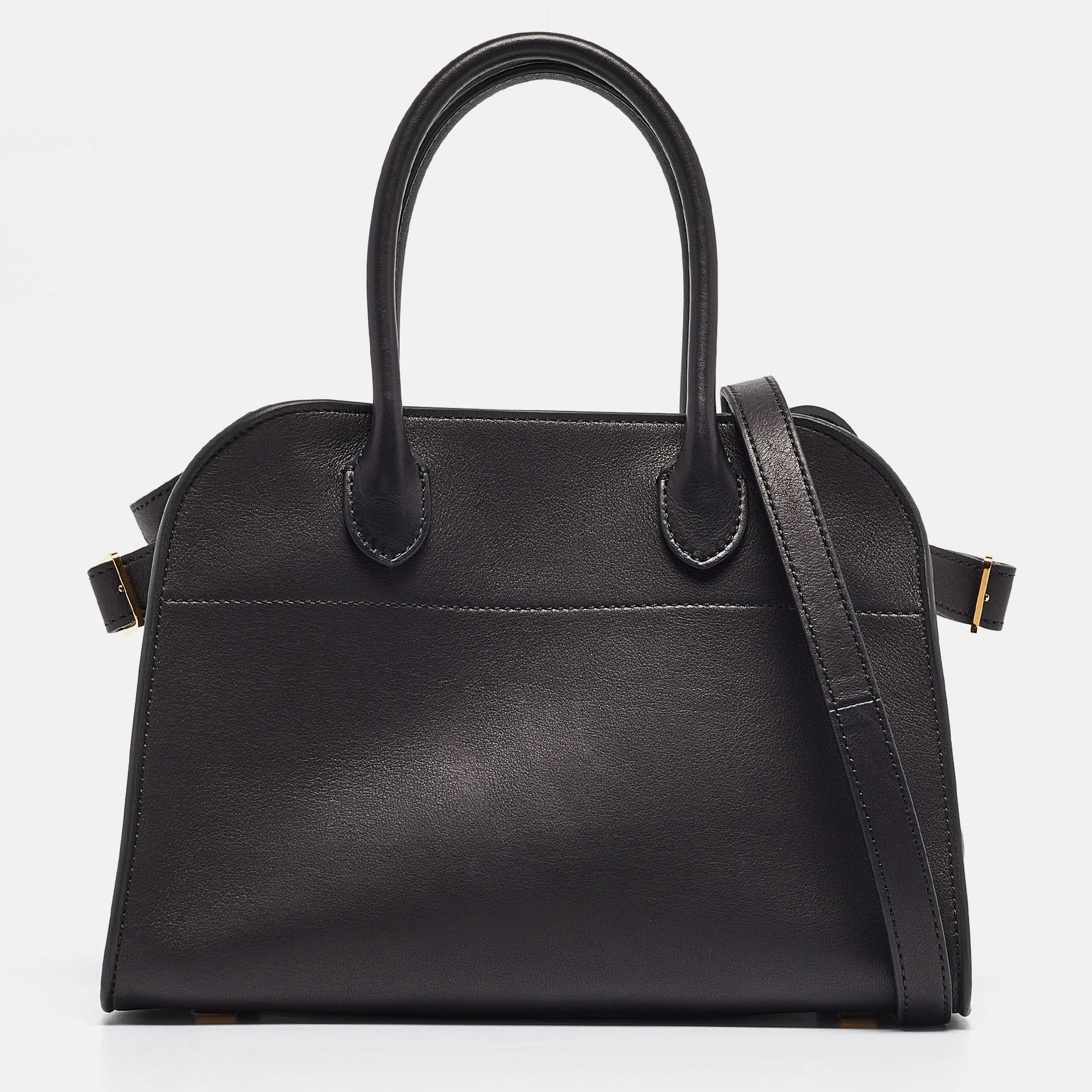 

The Row Black Leather Margaux 10 Satchel
