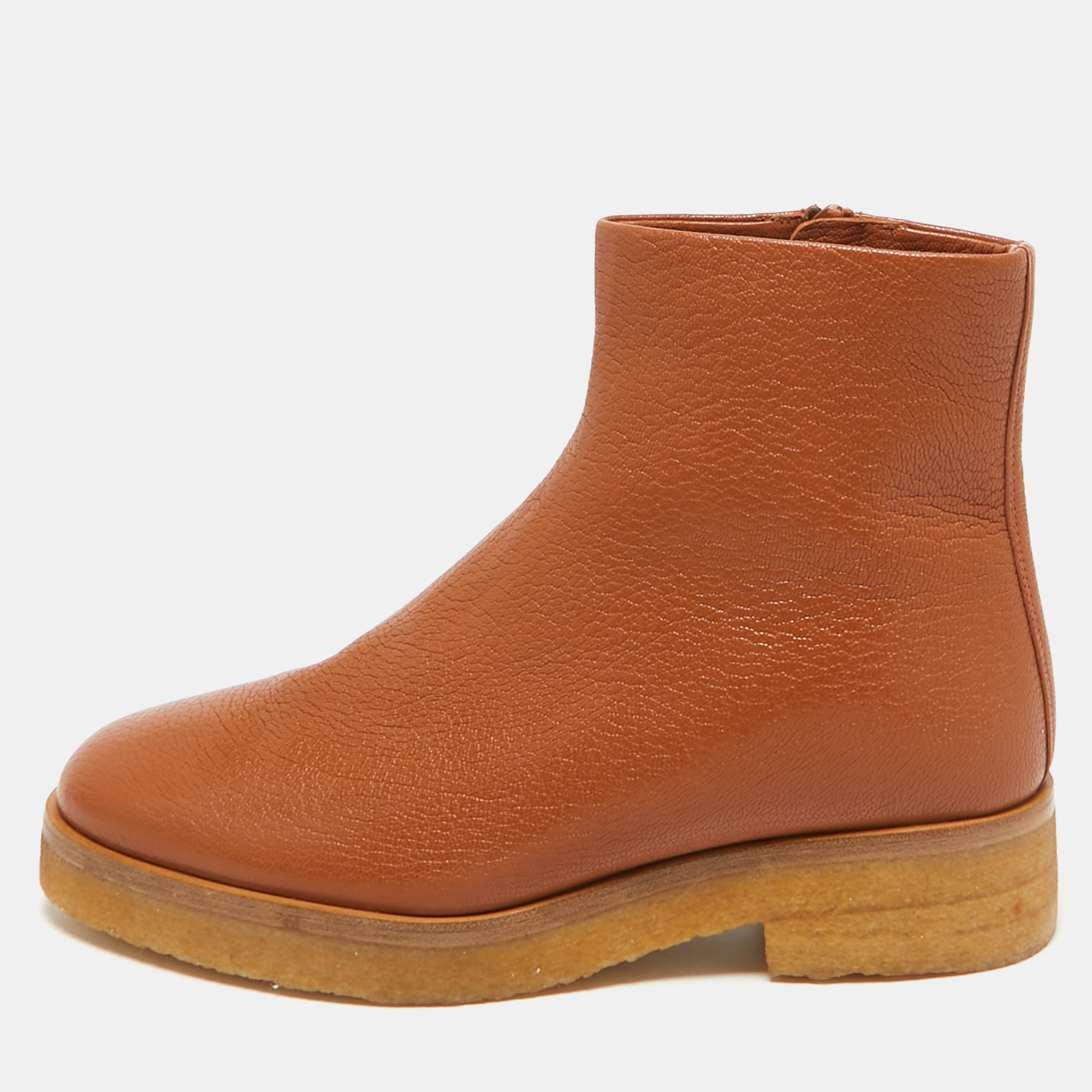 

The Row Tan Leather Boris Ankle Boots Size