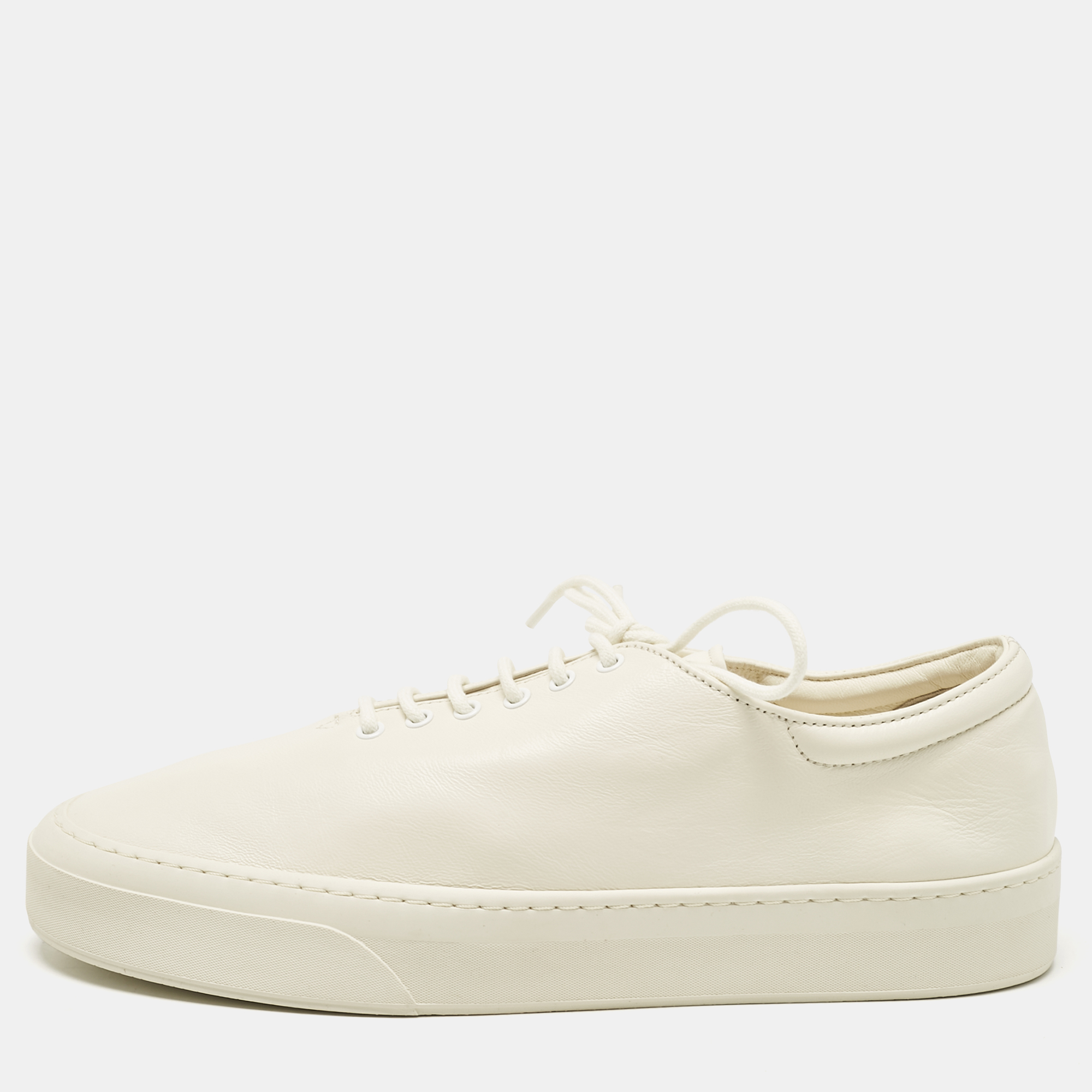 

The Row White Leather Marie H Low Top Sneakers Size, Cream