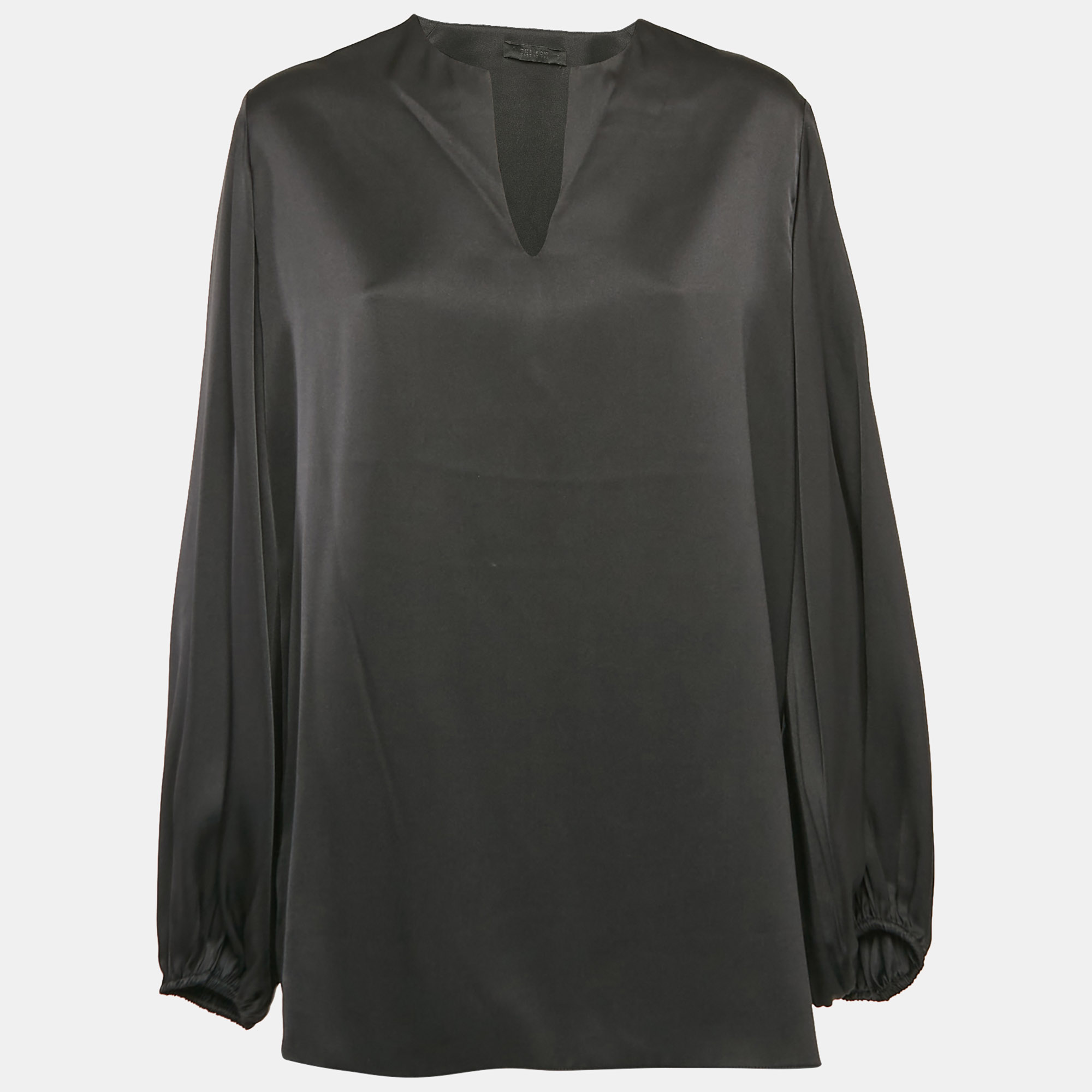 

The Row Black Satin Silk V-Neck Loose Fit Blouse S