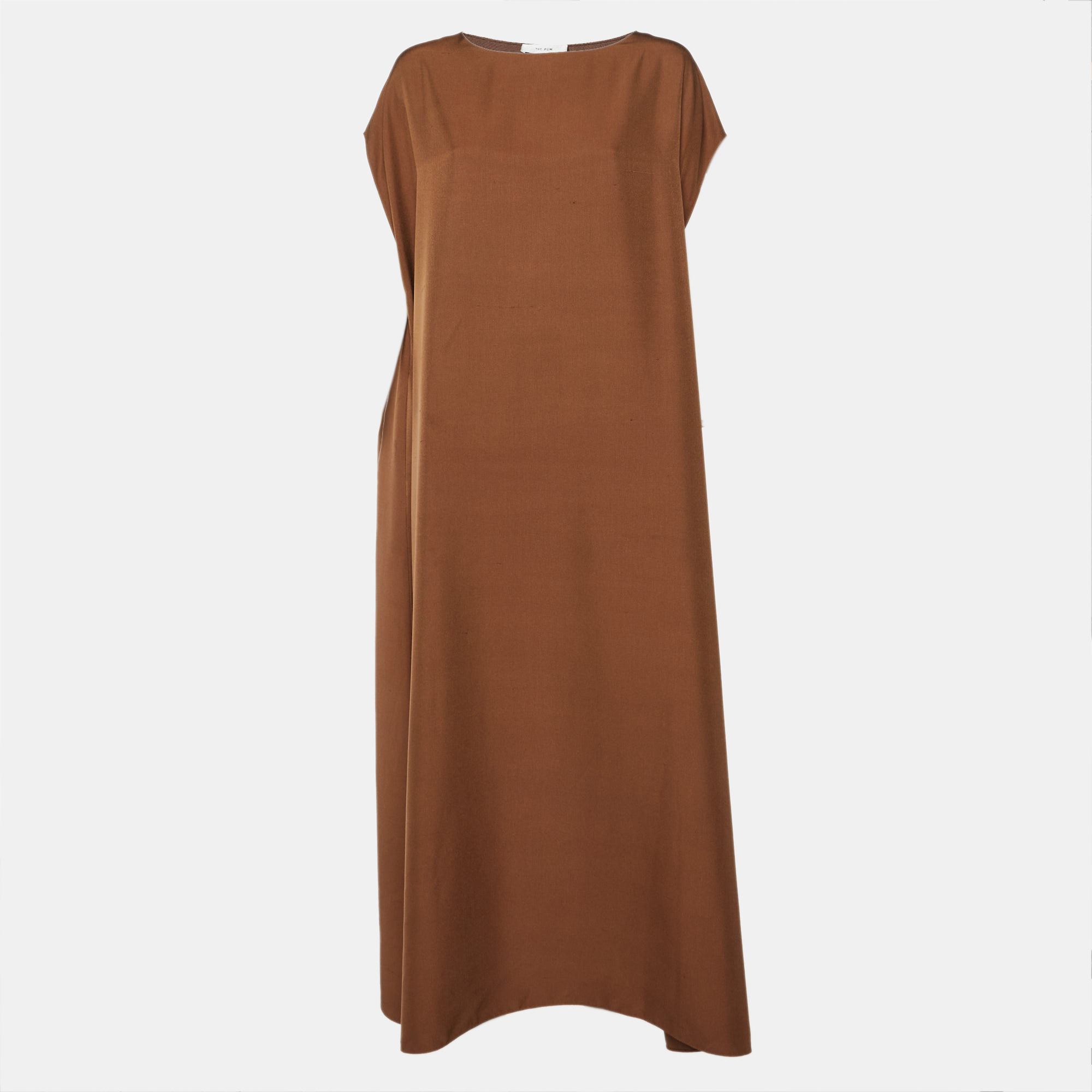 

The Row Brown Silk Sleeveless Midi Dress S