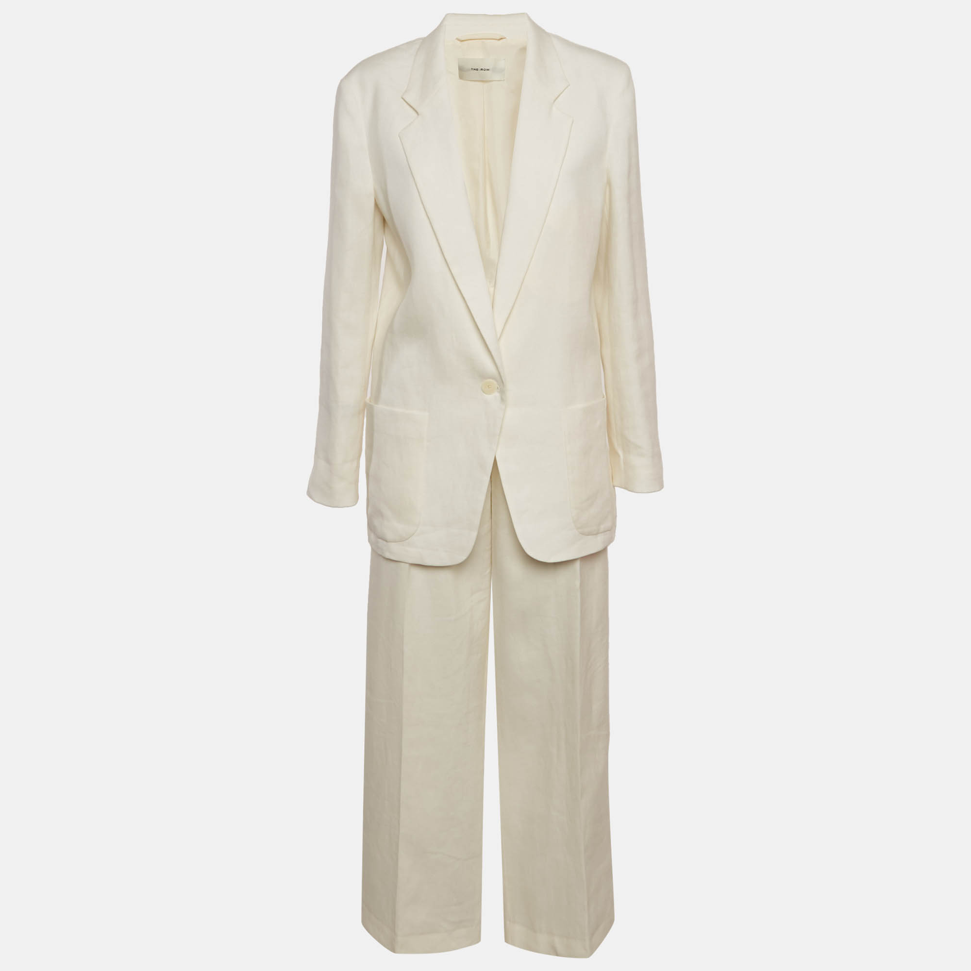Pre-owned The Row White Linen Regular Fit Suit Size S/xs