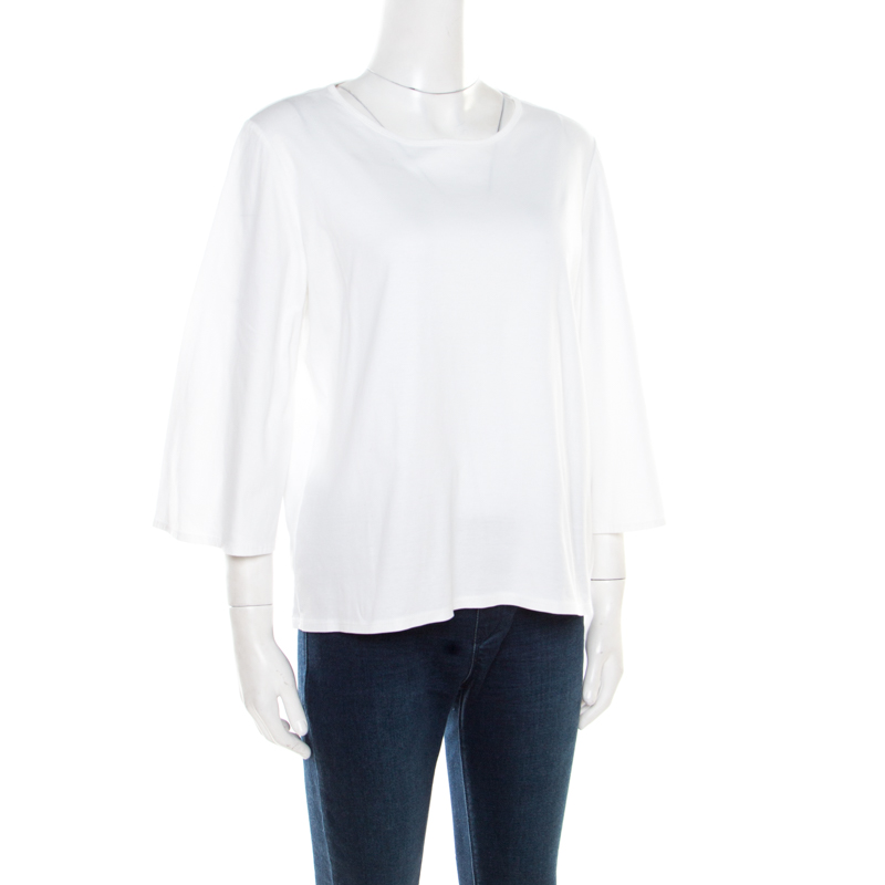 

The Row White Cotton Jersey Bell Sleeve T-Shirt