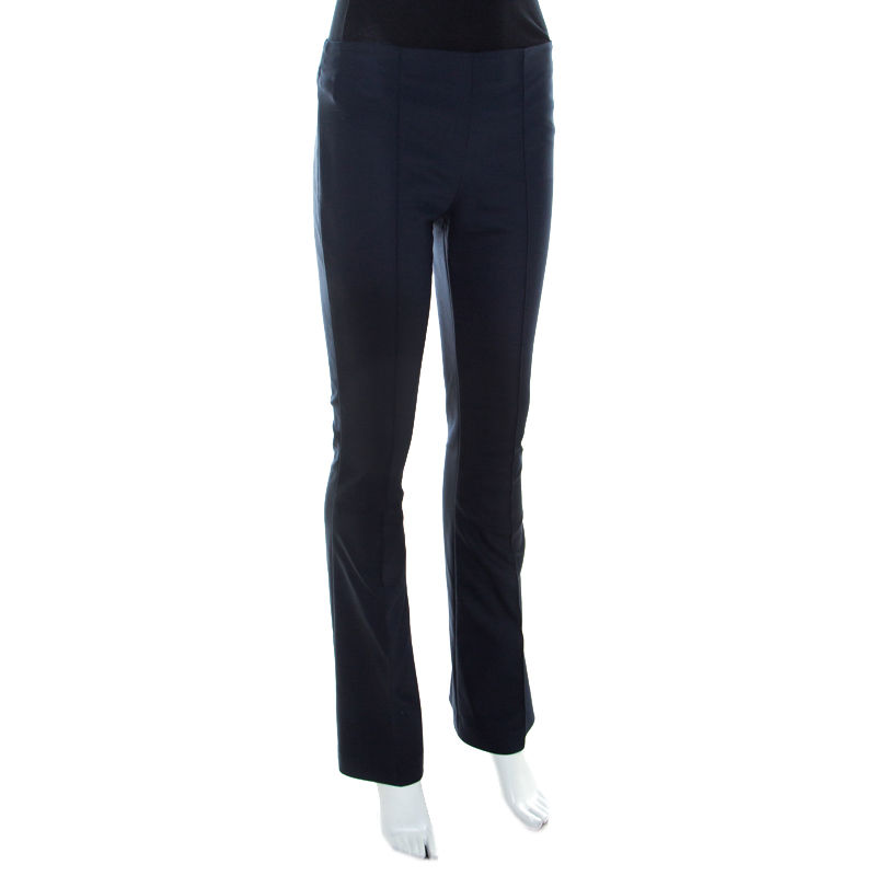 

The Row Navy Blue Stretch Knit Flared Tailored Trousers