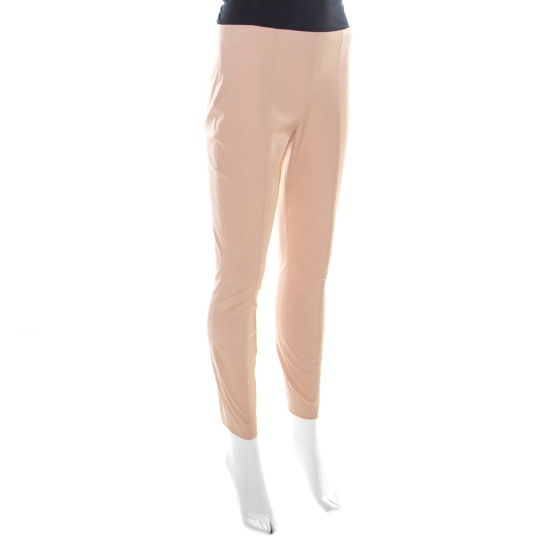 

The Row Salmon Pink Crepe Top Stitch Detail Tapered Trousers