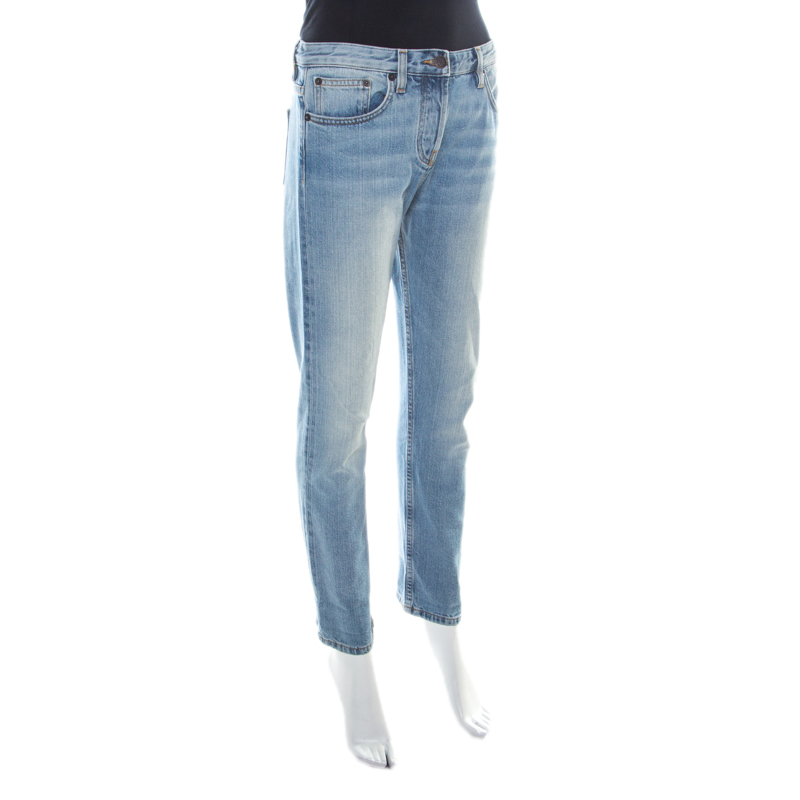 

The Row Indigo Light Wash Denim Faded Effect Straight Fit Jeans, Blue