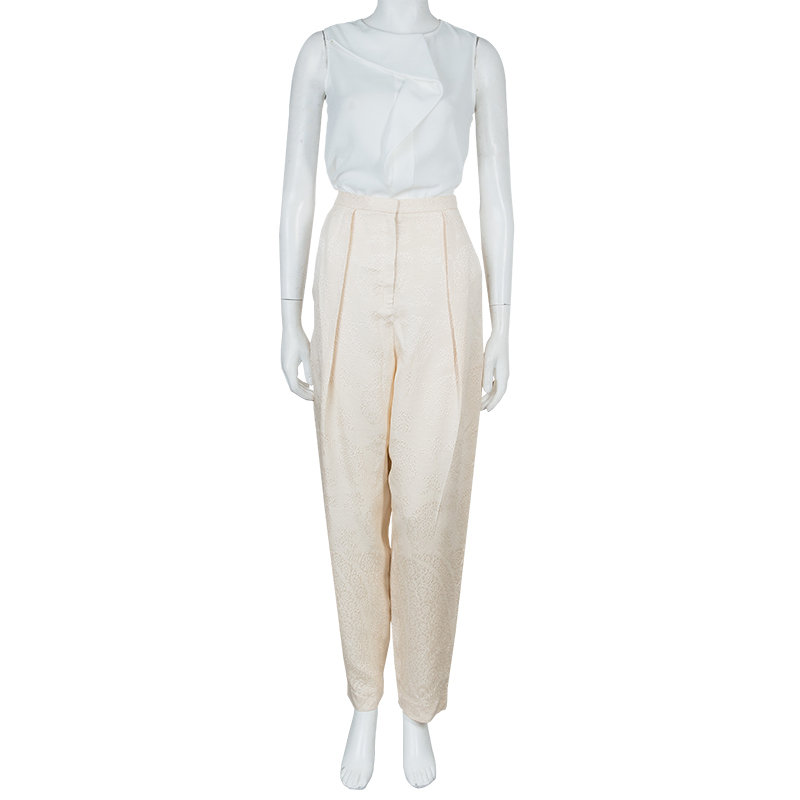 

The Row Cream Jacquard Silk Trousers