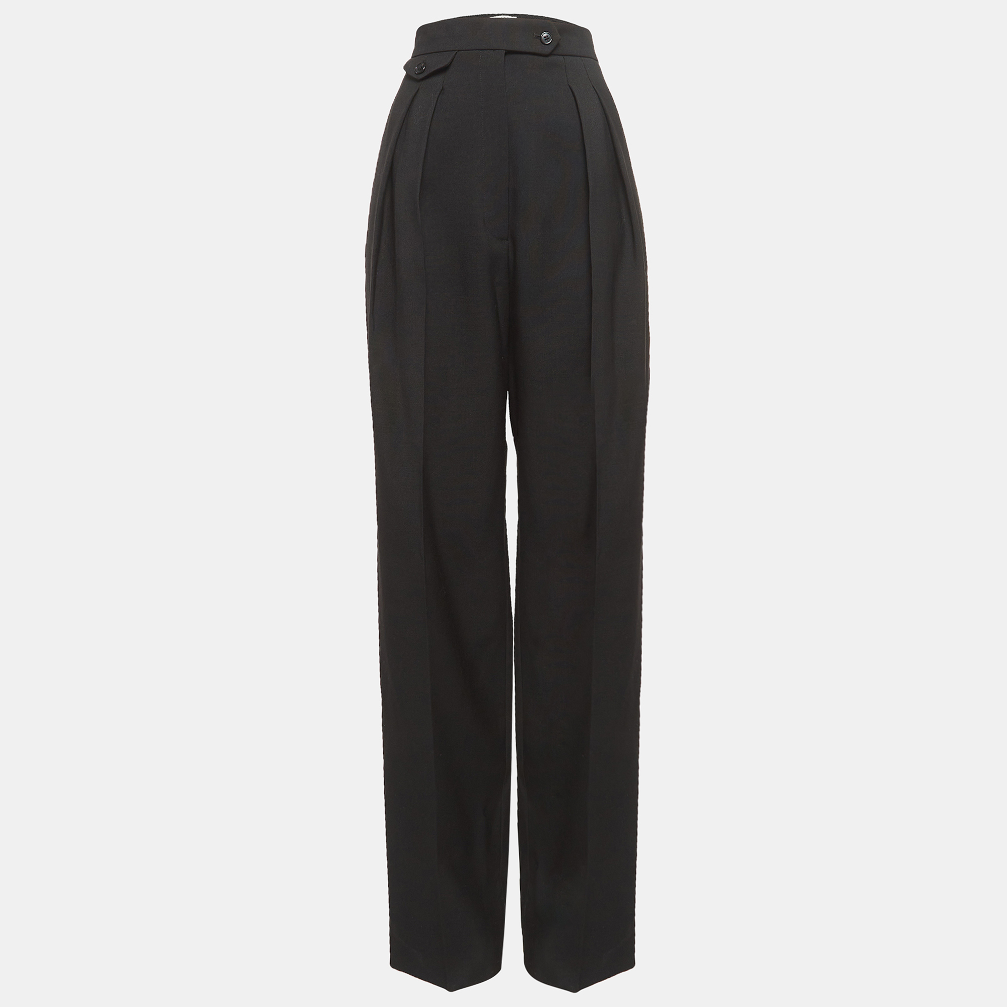 The Row Black Wool & Mohair Wide Leg Pants M