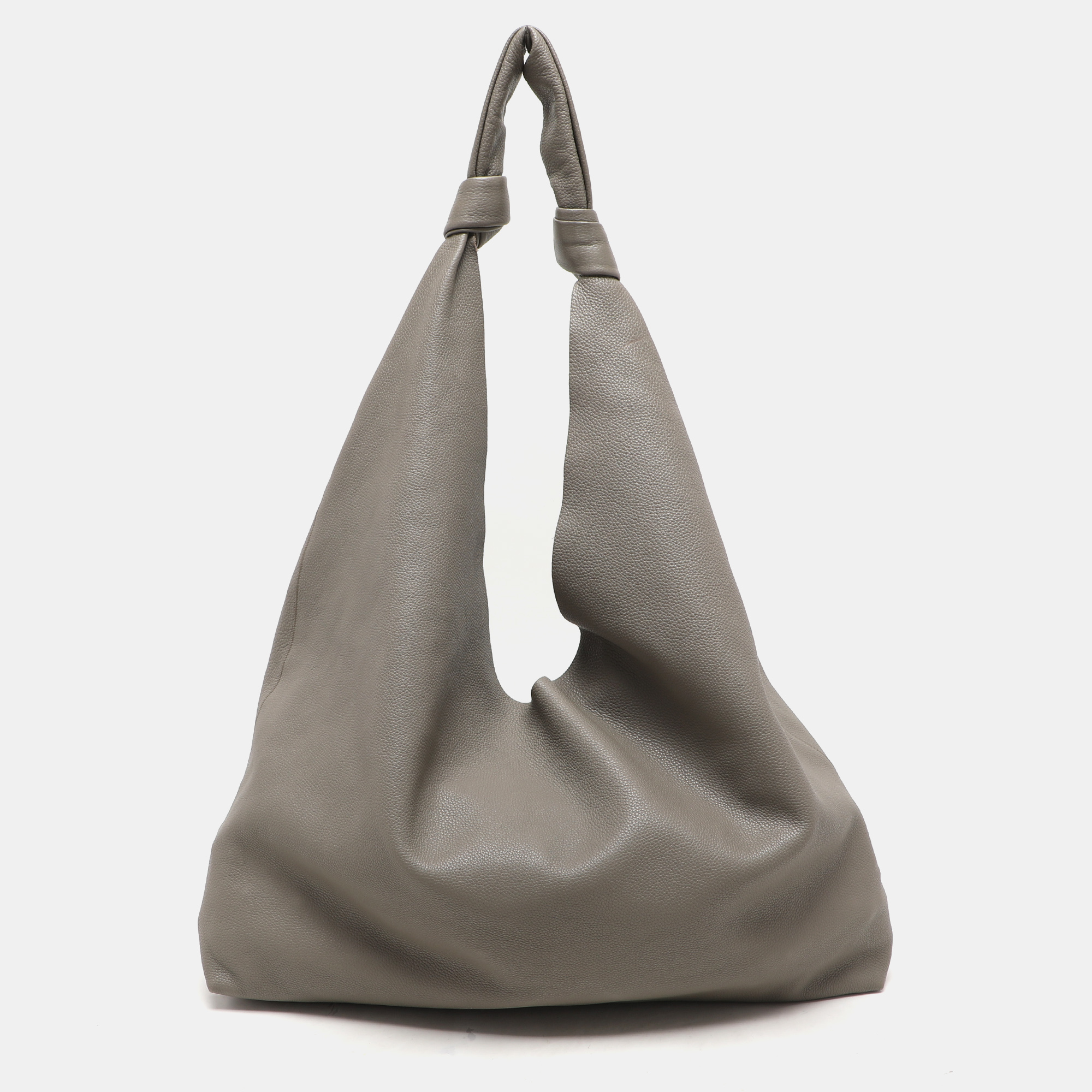 

The Row Grey Leather Bindle Knot Hobo