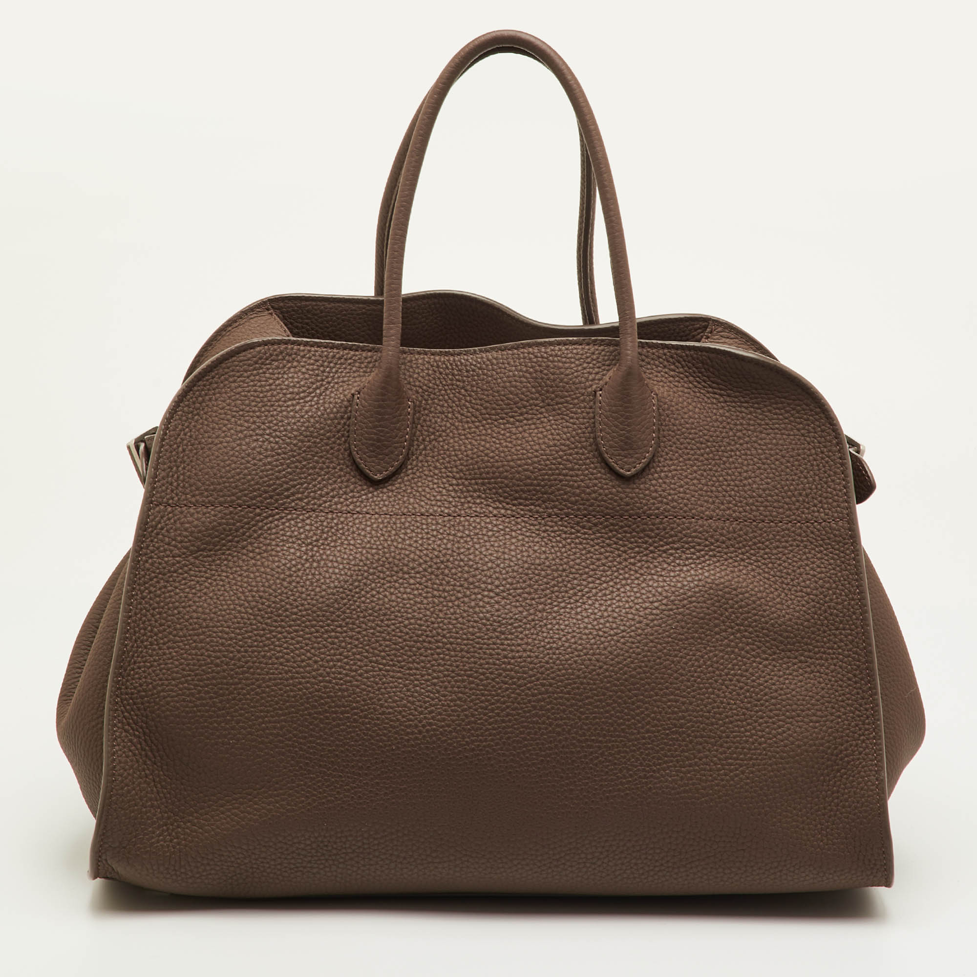 

The Row Soft Margaux 15 Brown Olive Matte Grain Leather Satchel