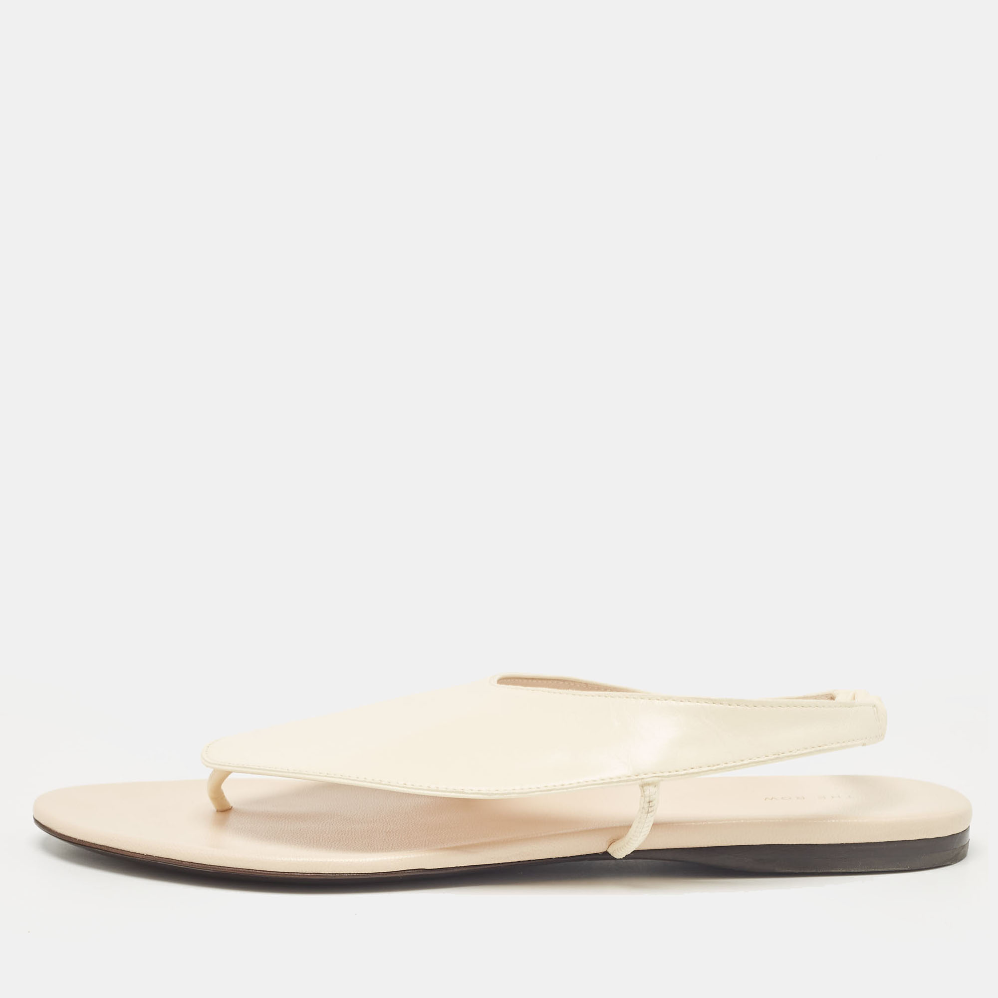 

The Row Cream Leather Slingback Sandals Size