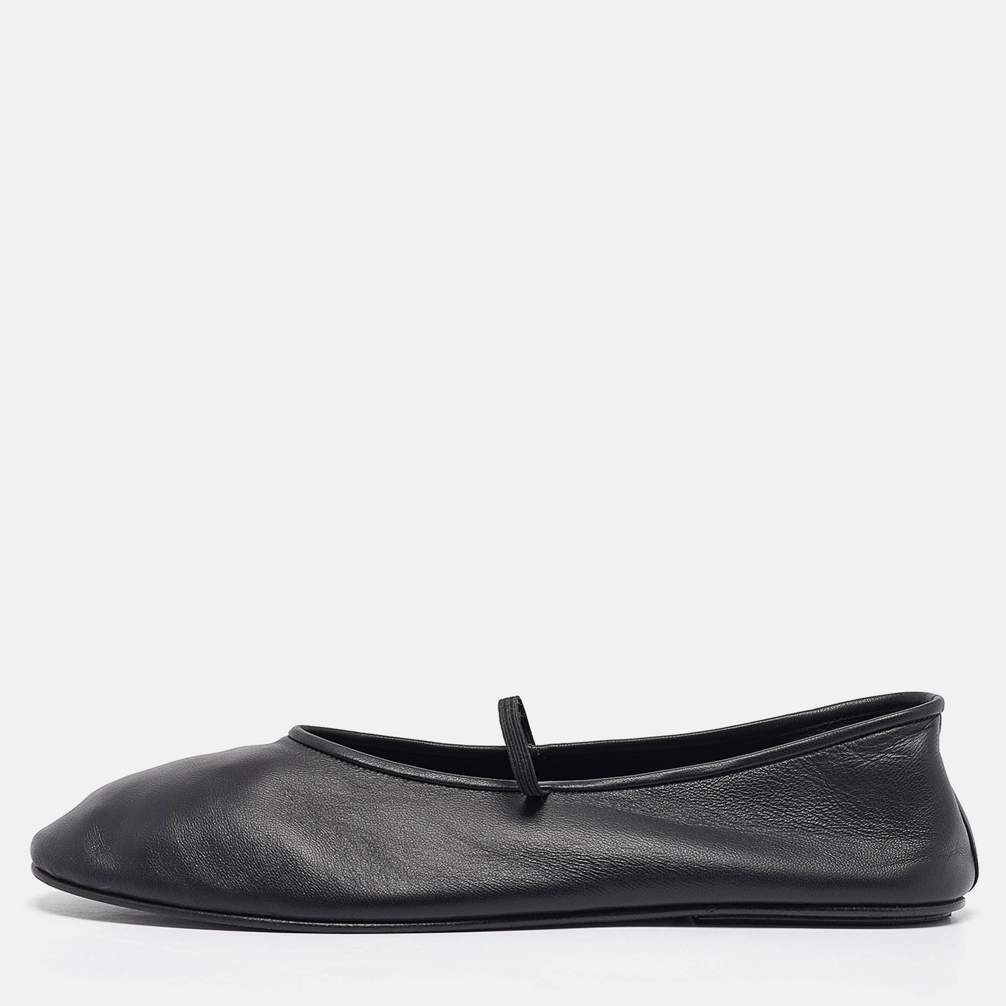 

The Row Black Leather Elastic Ballet Flats Size