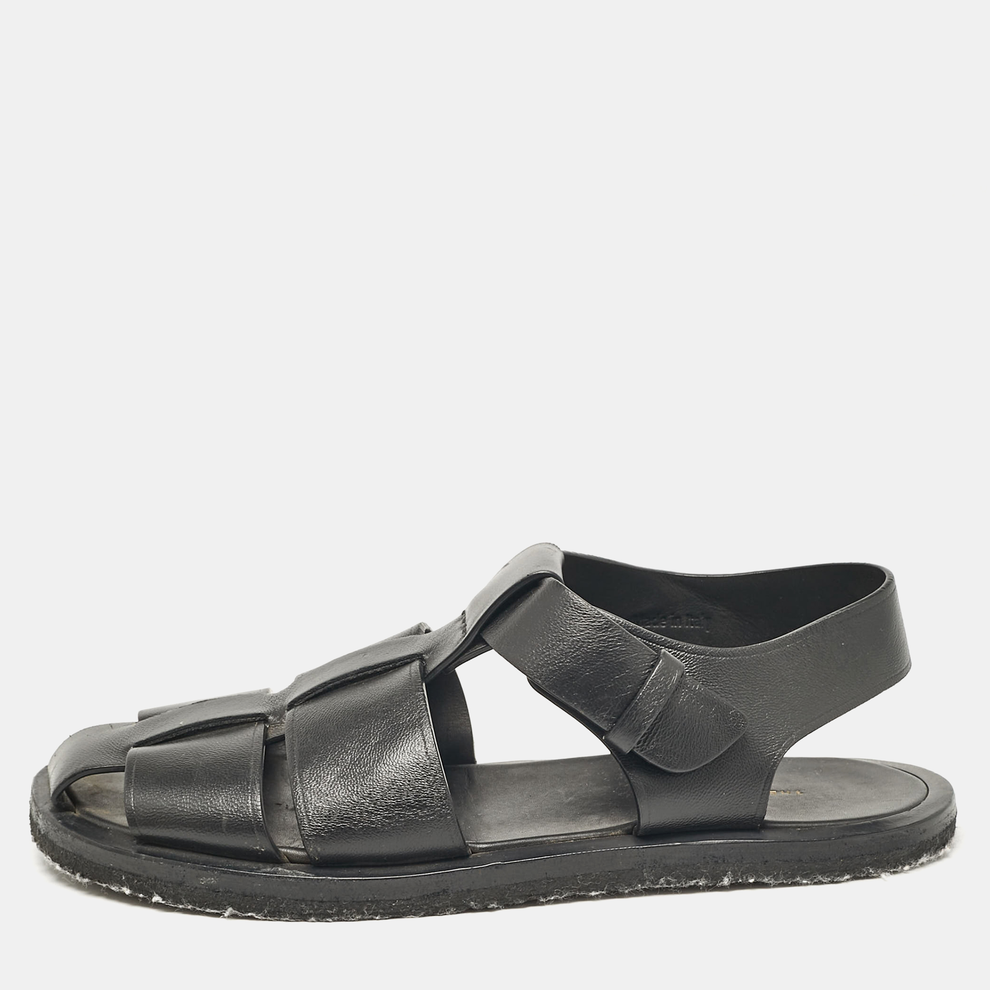 

The Row Black Leather Ankle Strap Sandals Size