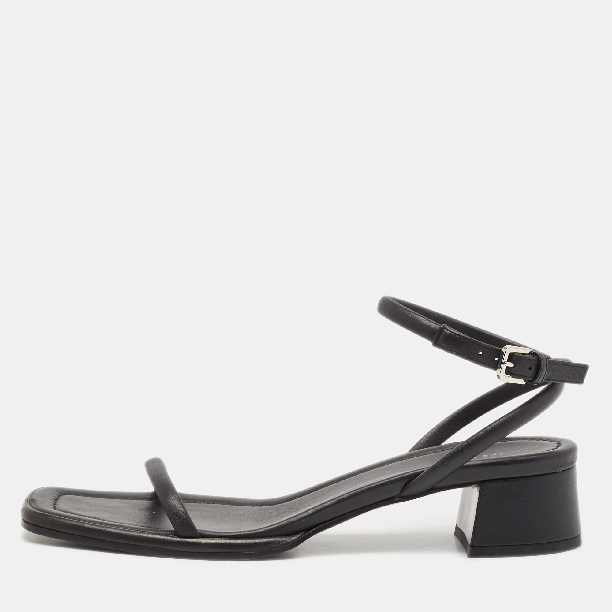 

The Row Black Leather Ankle Strap Sandals Size