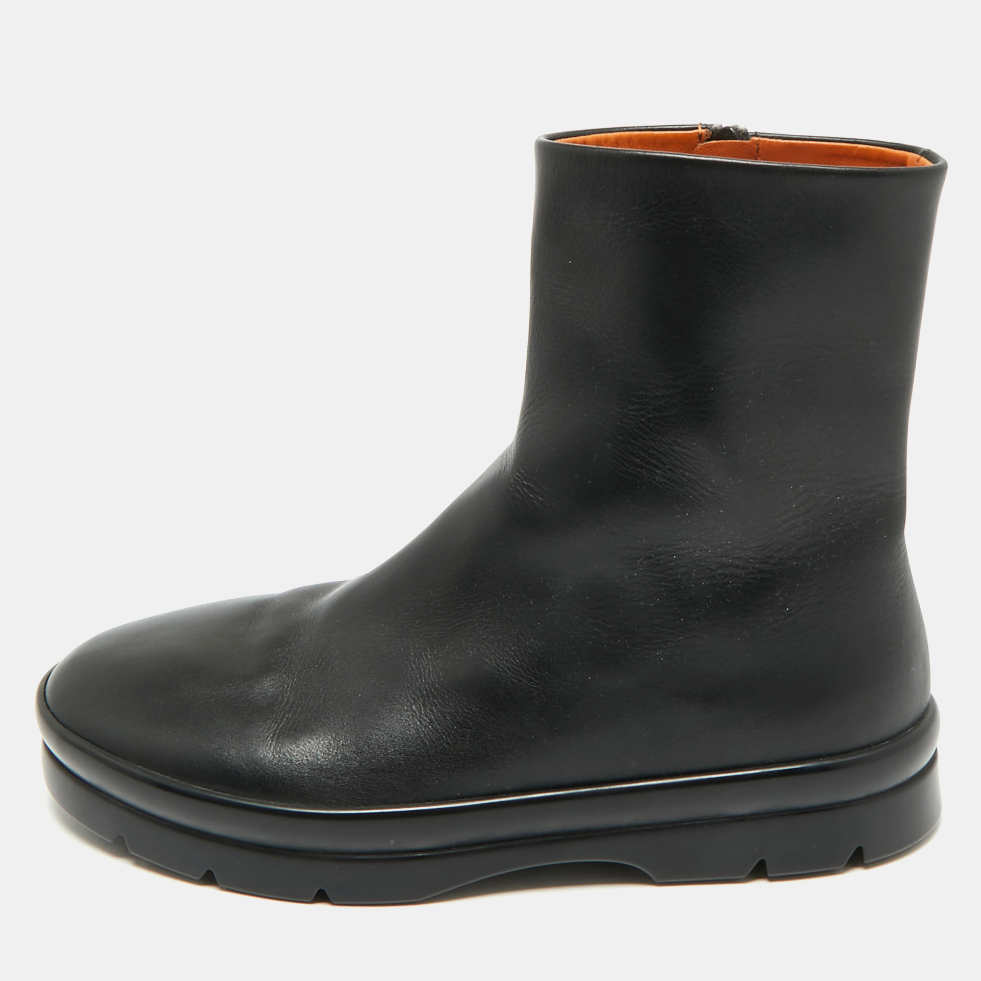 

The Row Black Leather Boris Ankle Boots Size