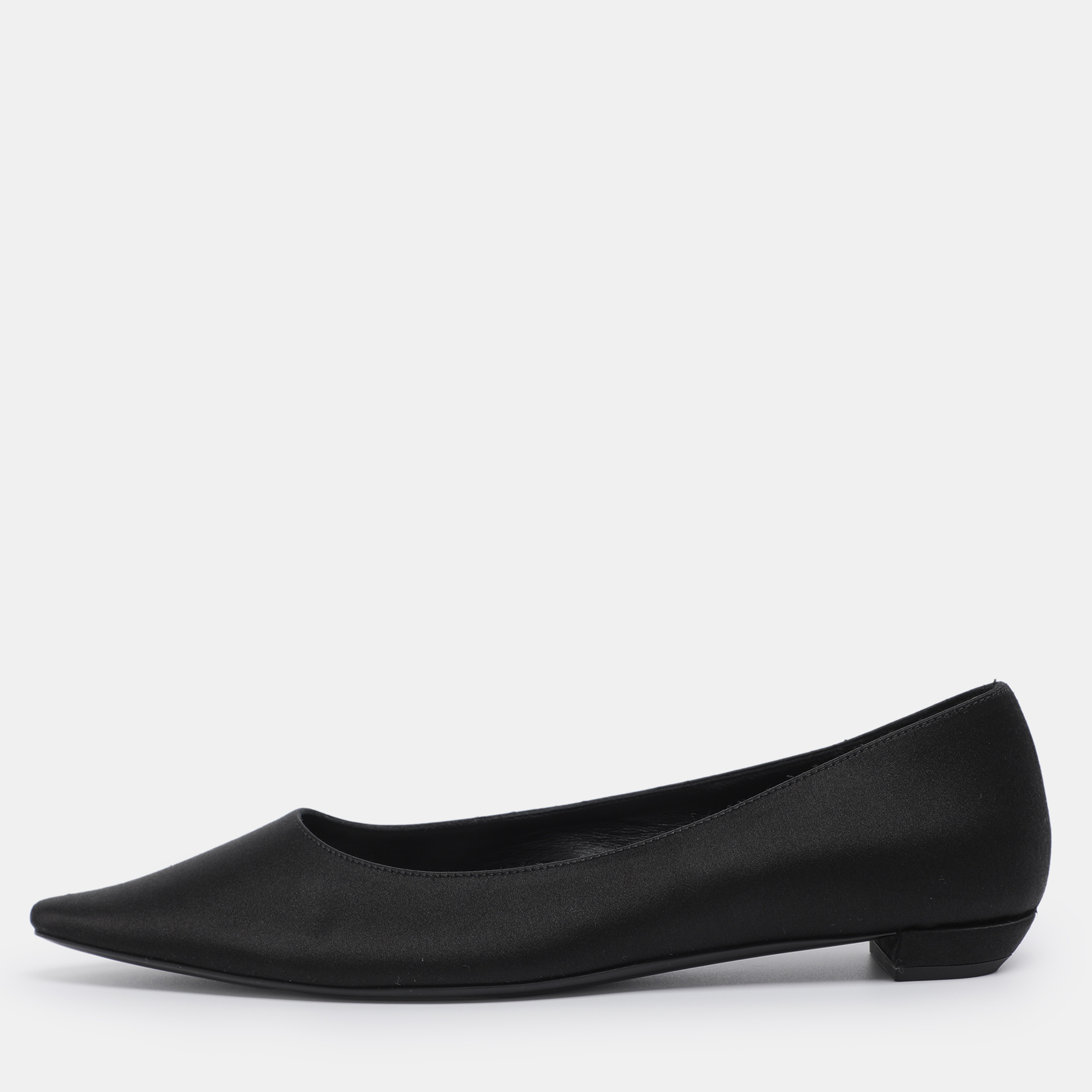Pre-owned The Row Black Satin Pointed Toe Pumps Size 35