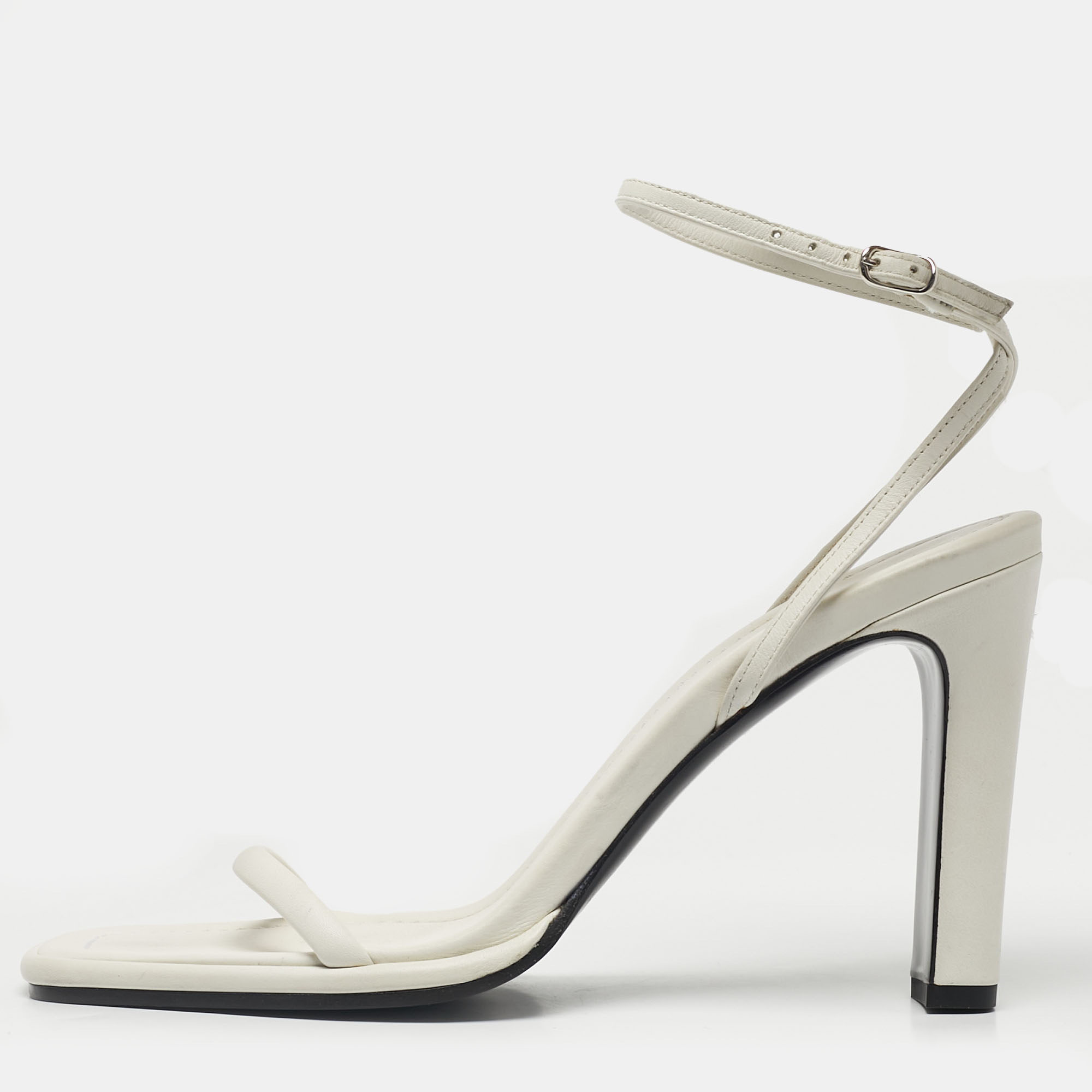 Pre-owned The Row White Leather Kate Ankle Strap Sandals Size 39