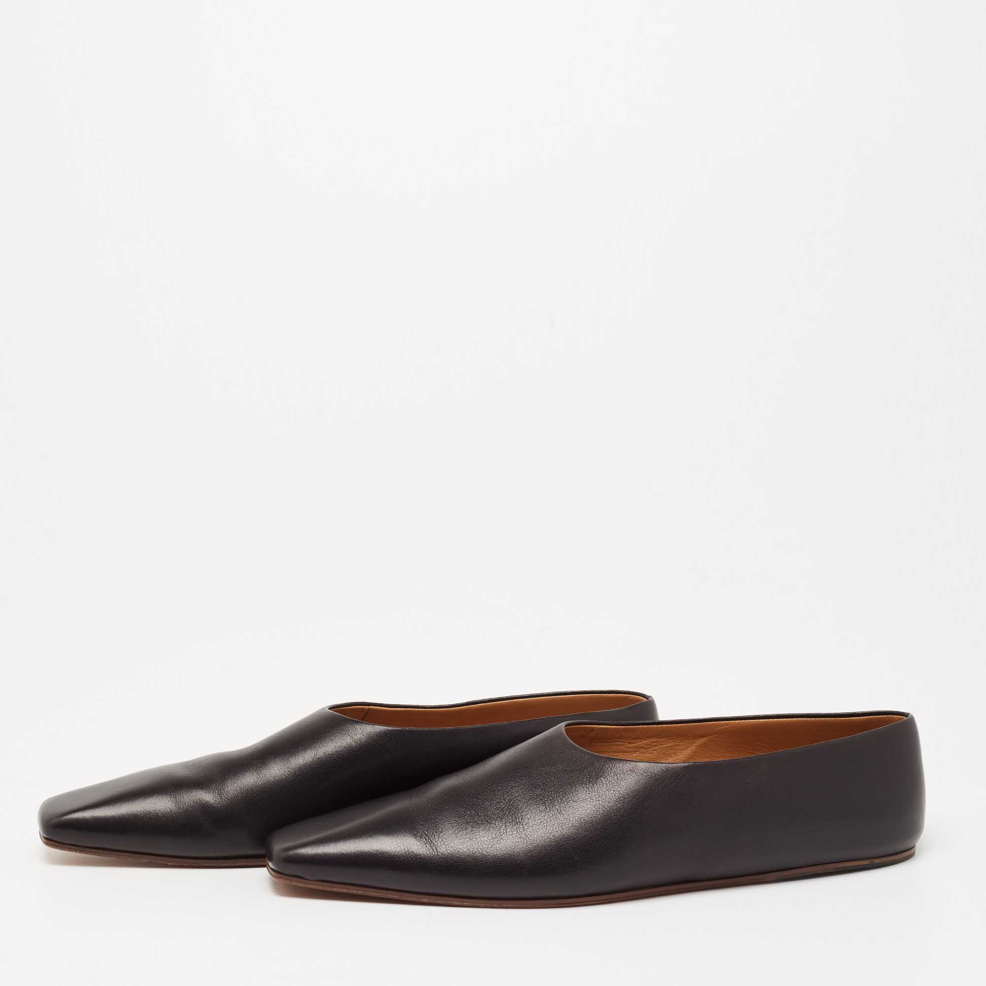 

The Row Black Leather Flats Size