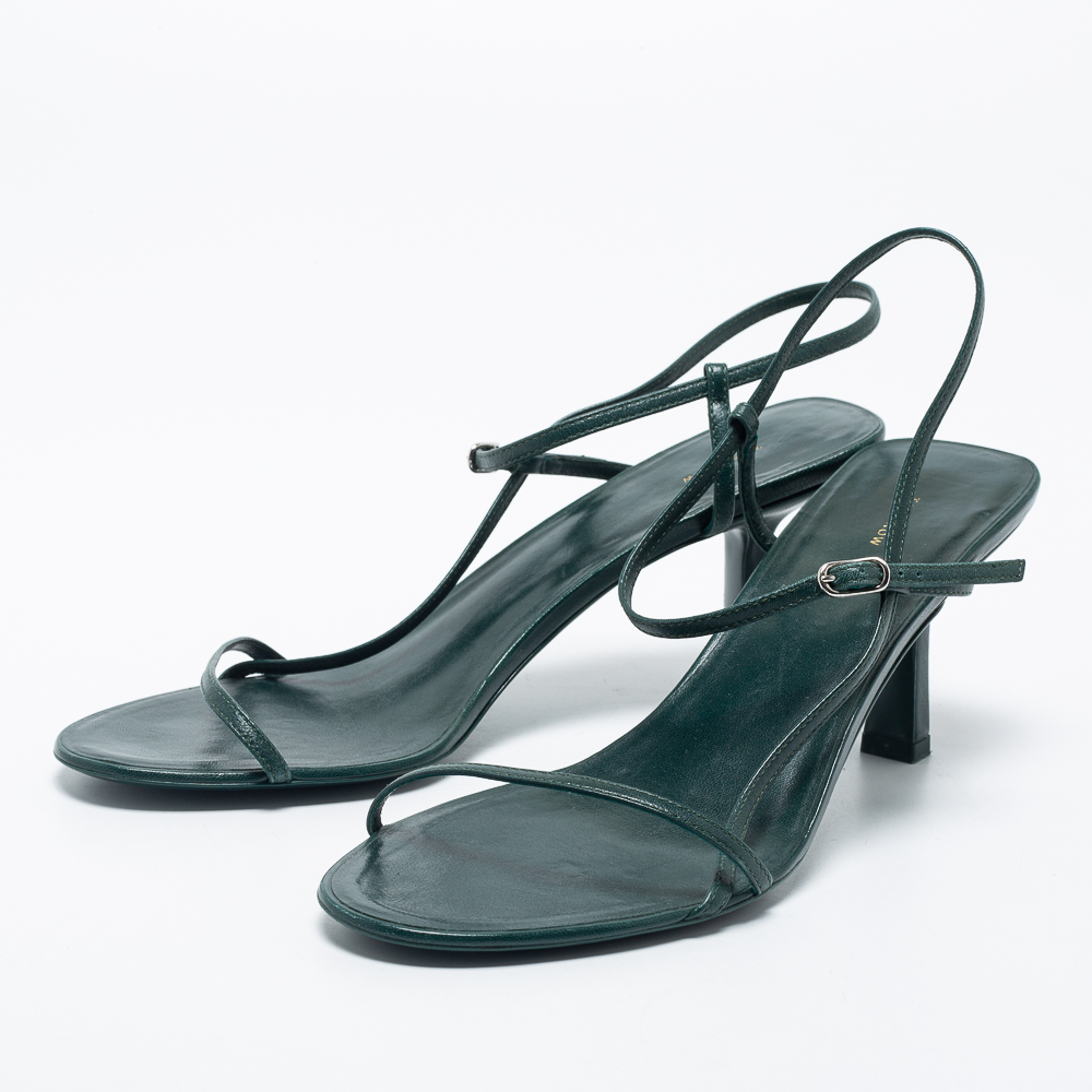 

The Row Green Leather Slingback Sandals Size