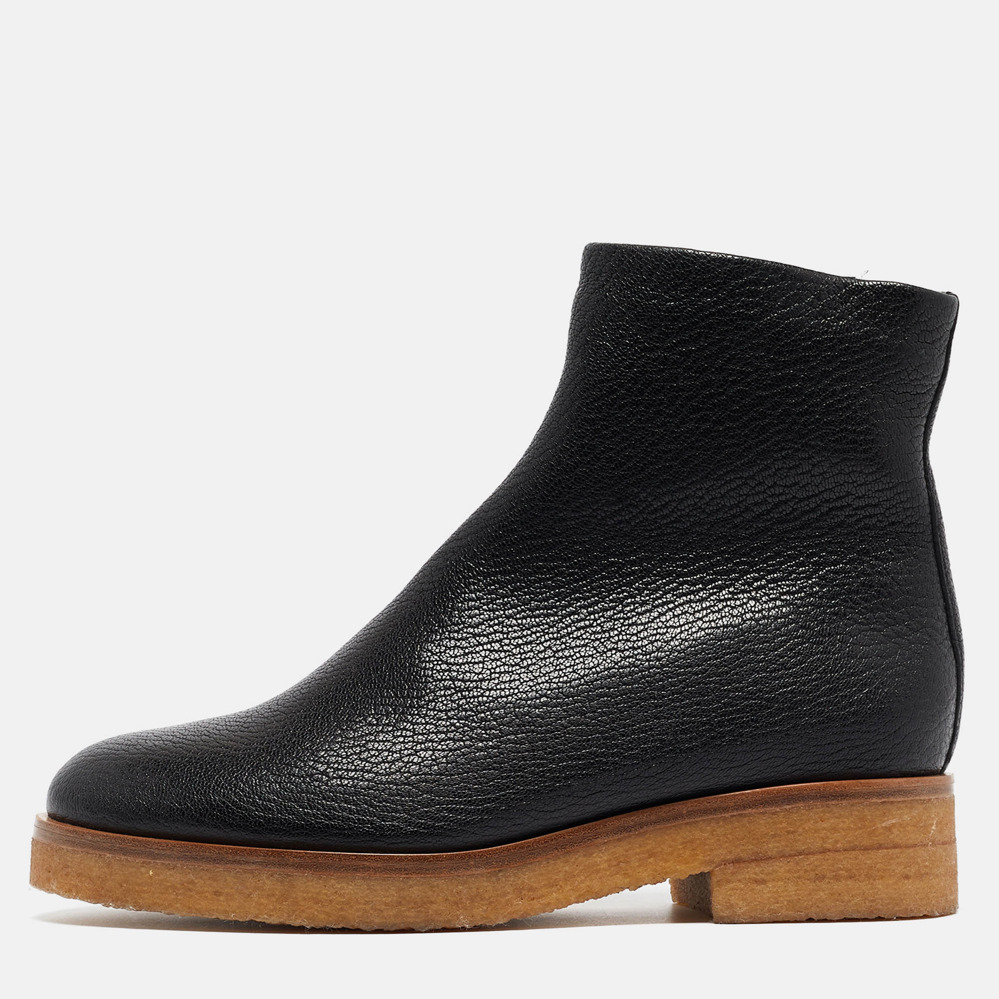 

The Row Black Leather Boris Ankle Boot Size