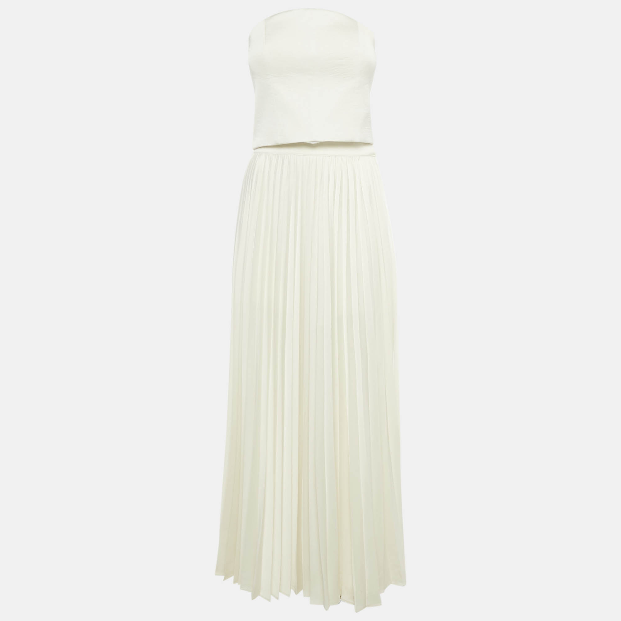 

The Soraya Off White Crepe/Plisse Corset Top & Skirt Set S