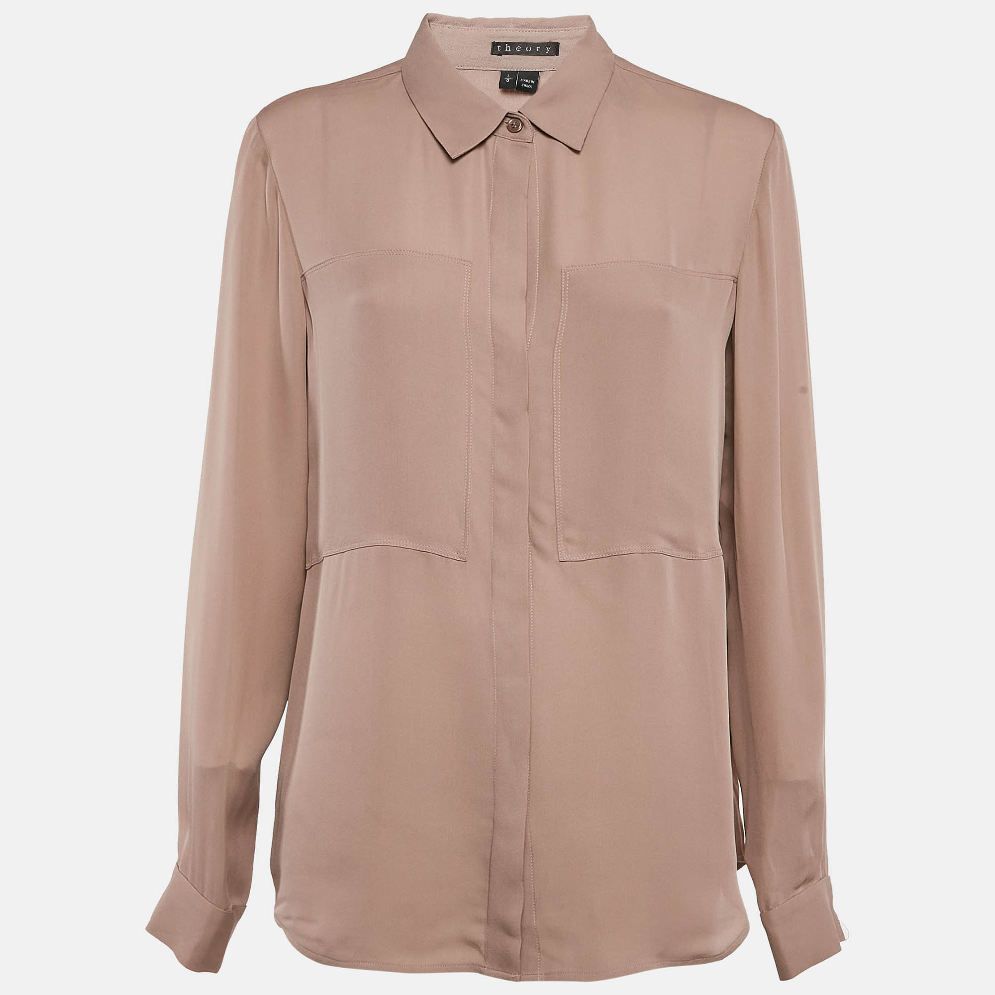 

Theory Rusty Pink Silk Buttoned Shirt L