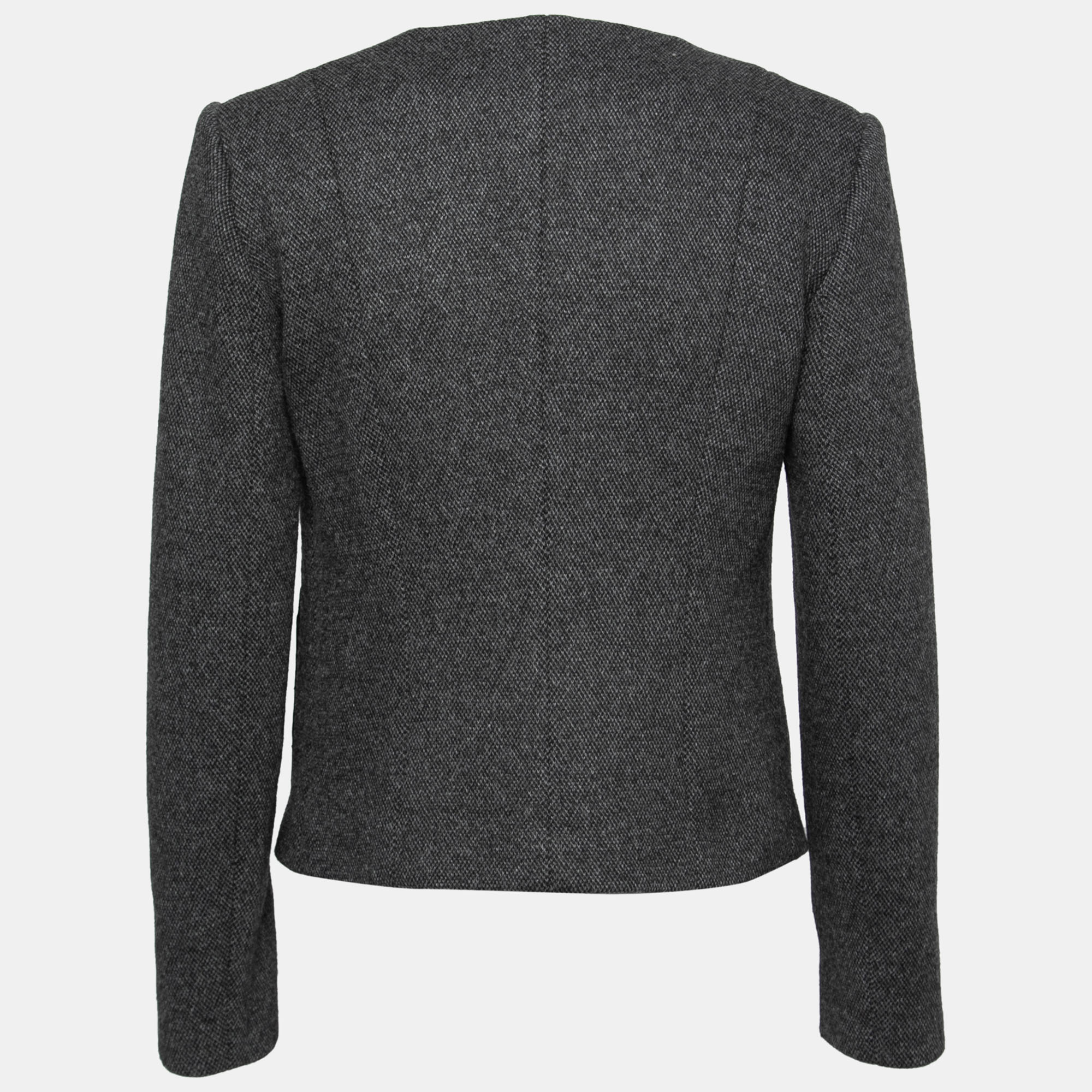 

Theory Charcoal Grey Wool Leather Pocket Detail Hilde Jacket