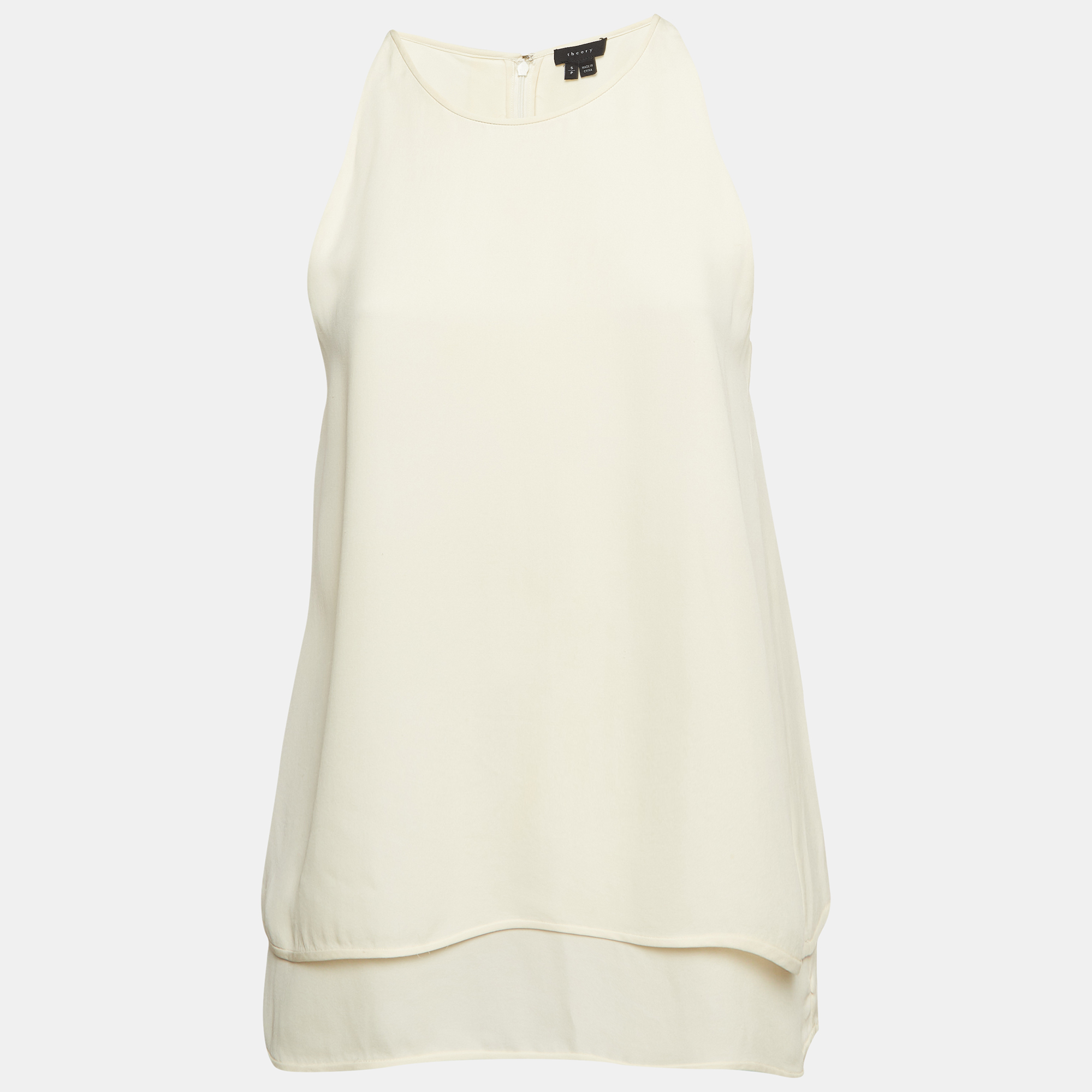 Pre-owned Theory Cream Silk Sleeveless Top S