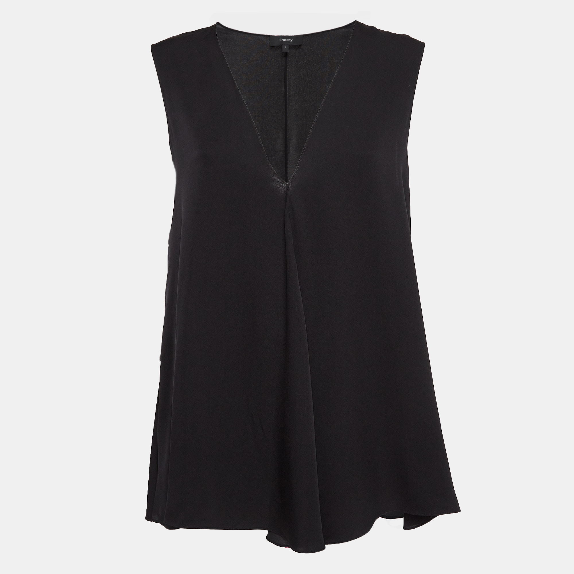 Pre-owned Theory Black Silk Sleeveless Top L