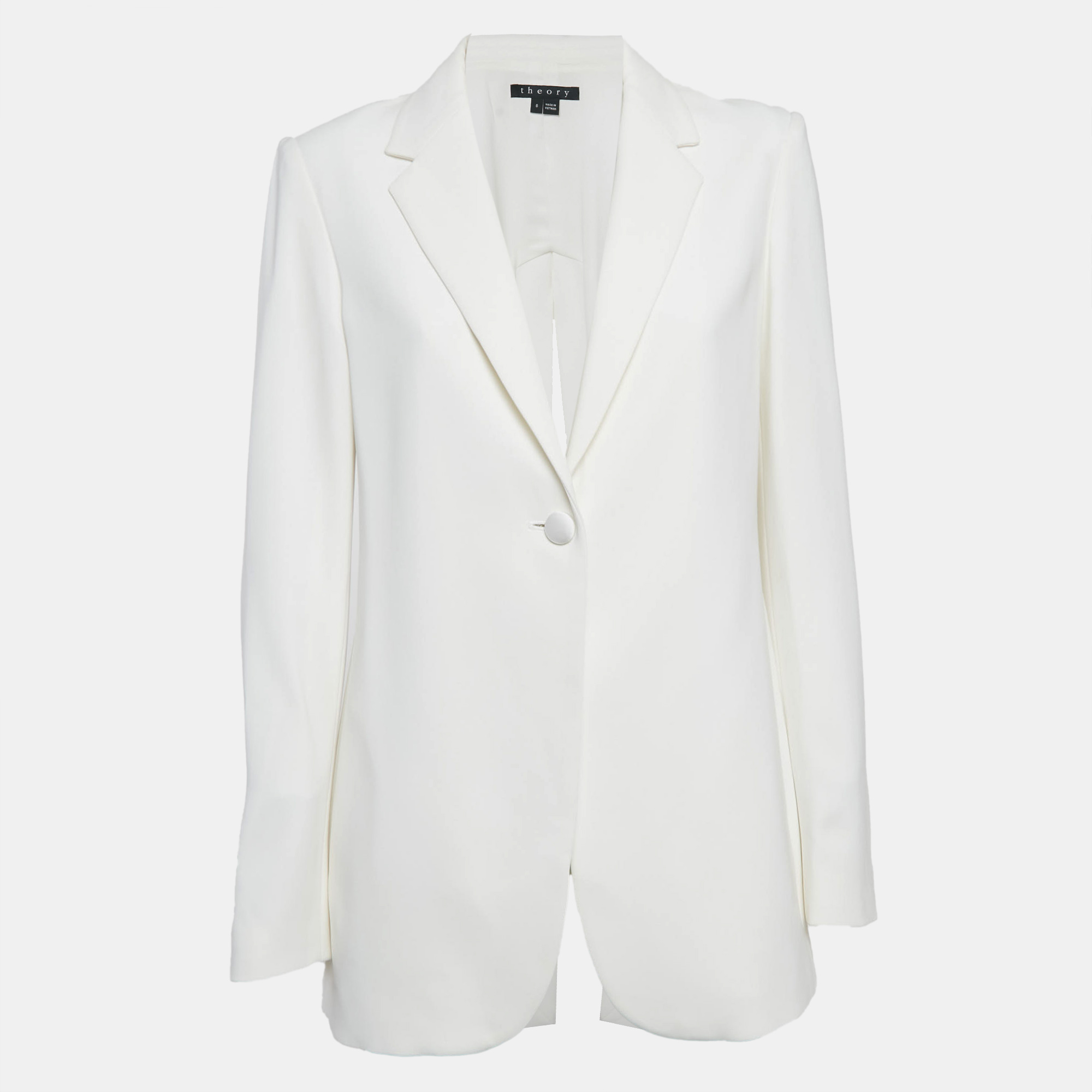 

Theory White Crepe Button Front Back Slit Blazer M