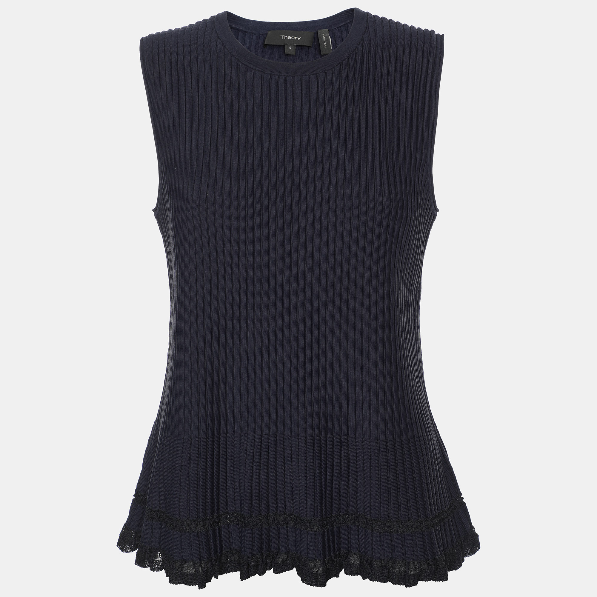 

Theory Navy Blue Rib Knit Sleeveless Top S