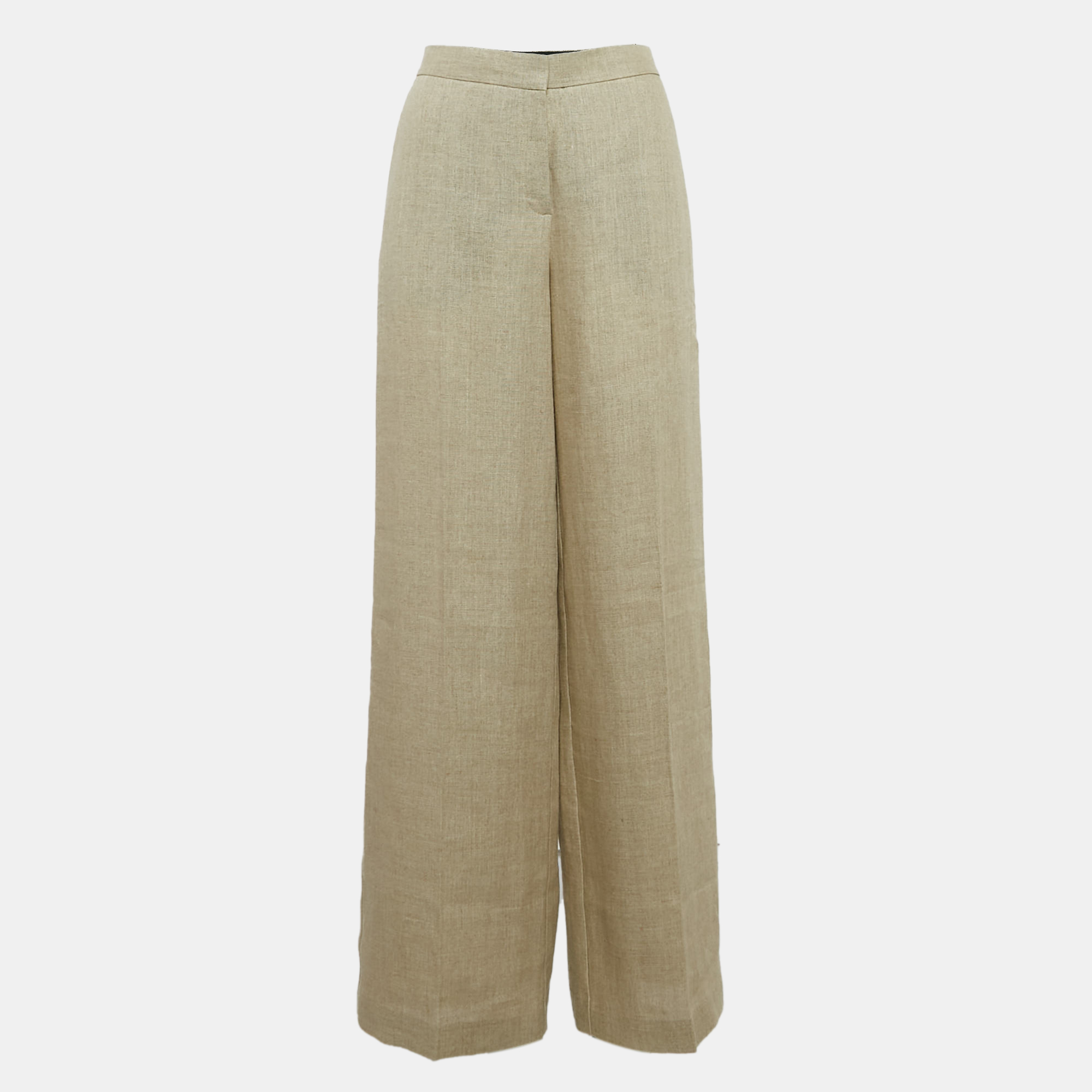 

Theory Beige Linen Wide Leg Trousers S